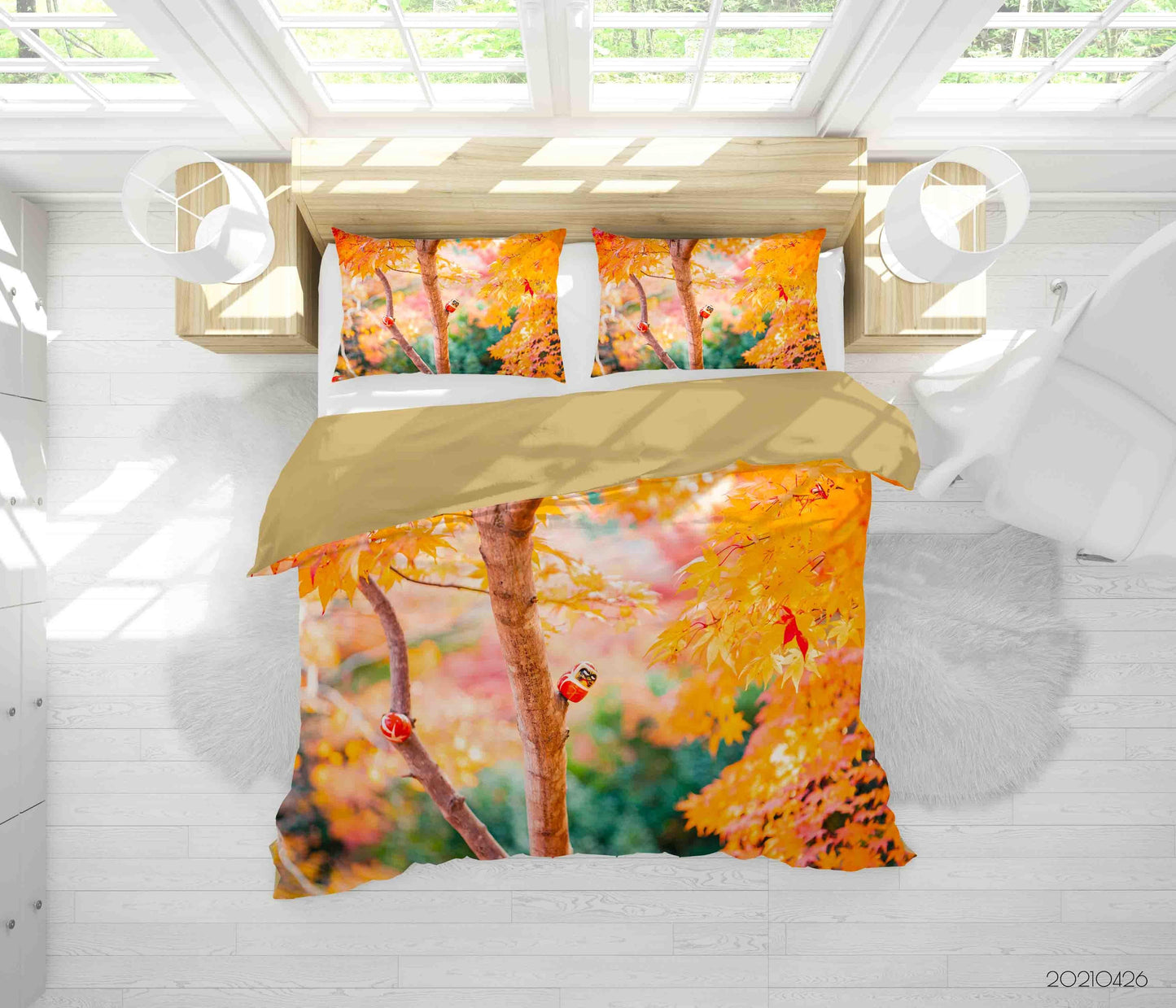3D Autumn Tree Leaf Quilt Cover Set Bedding Set Duvet Cover Pillowcases 308