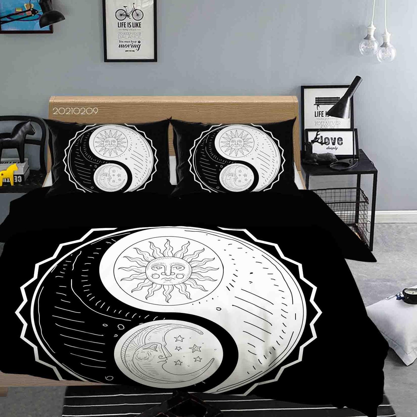 3D Black Tai Chi Moon Sun Quilt Cover Set Bedding Set Duvet Cover Pillowcases 18