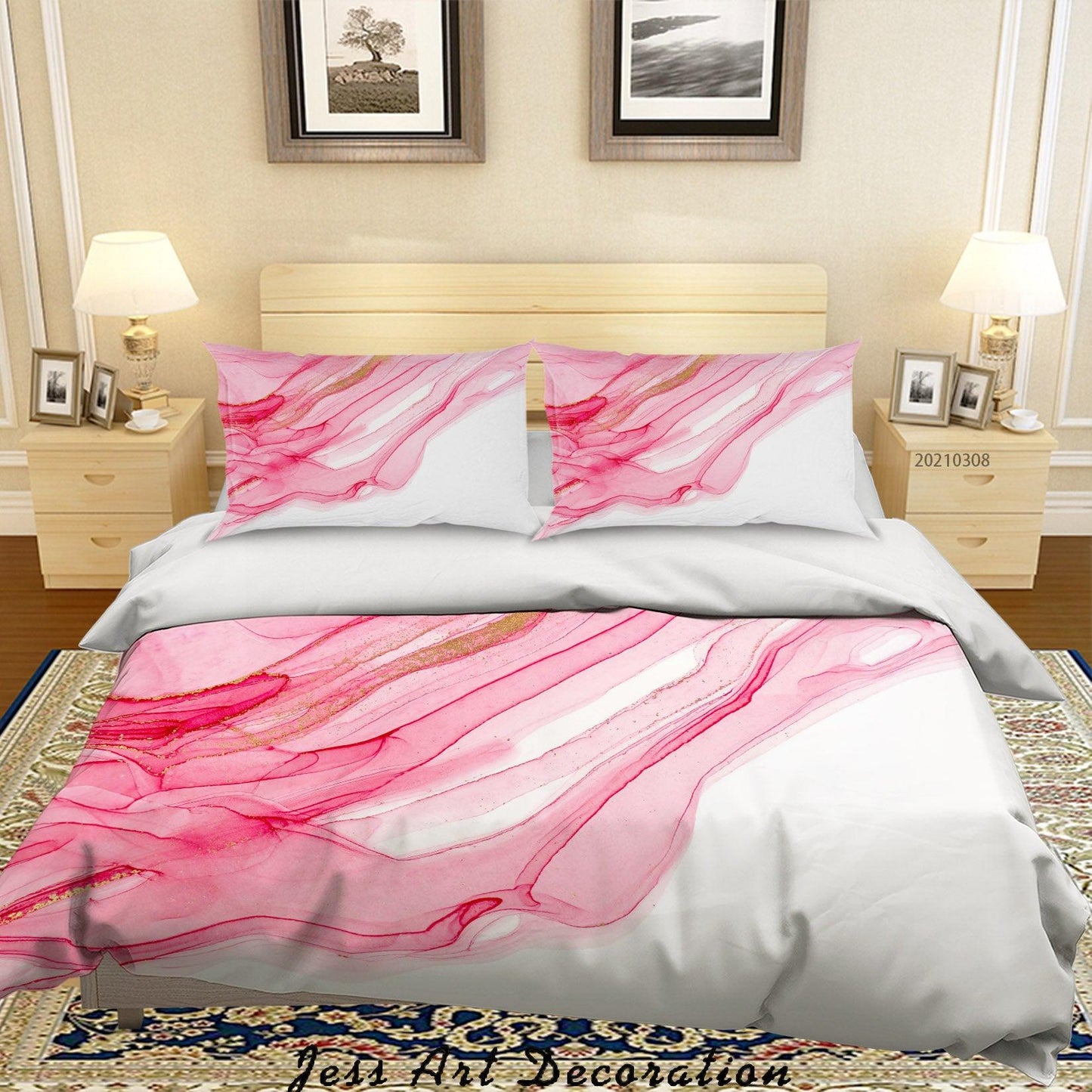 3D Abstract Pink Marble Texture Quilt Cover Set Bedding Set Duvet Cover Pillowcases 260