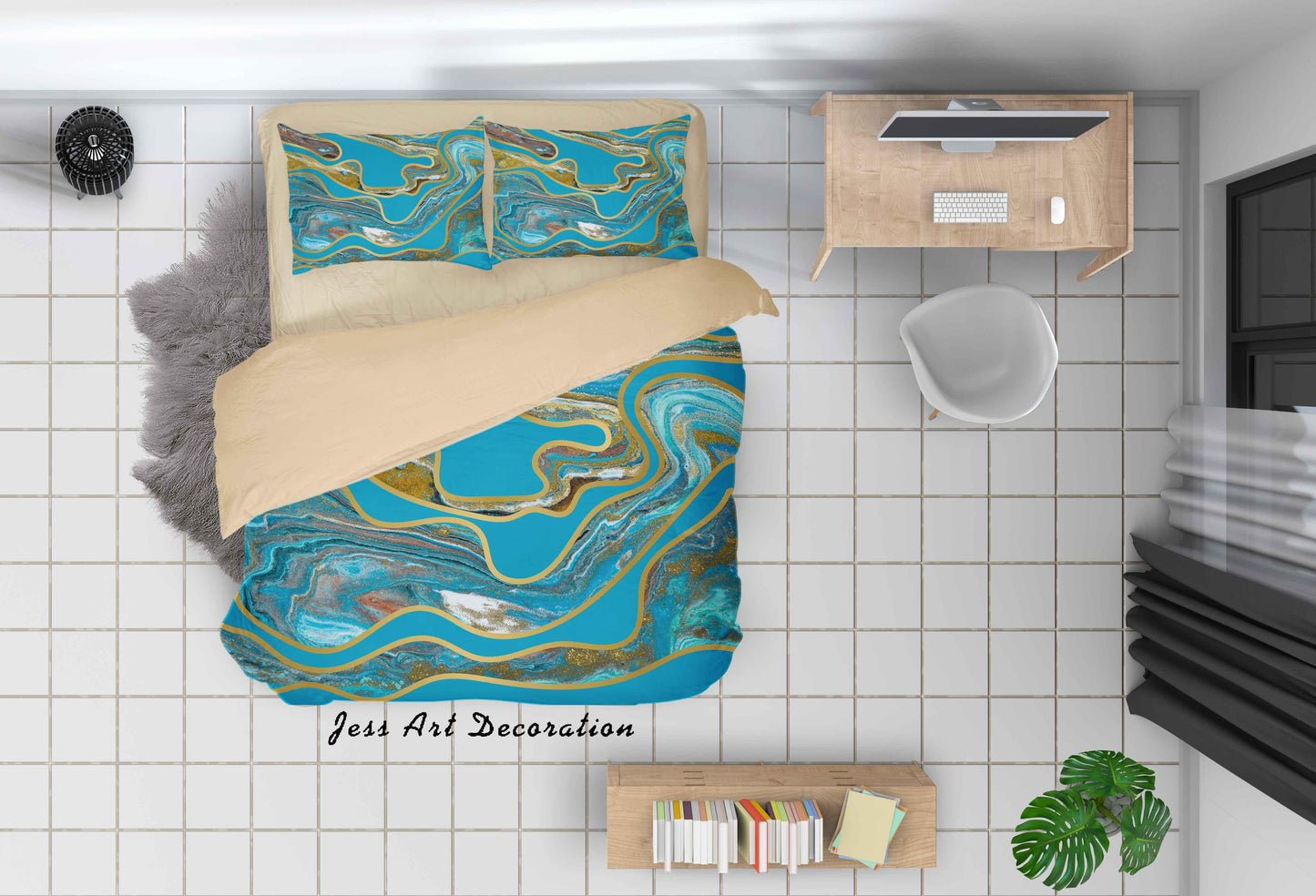 3D Abstract Blue Painting Quilt Cover Set Bedding Set Duvet Cover Pillowcases A331 LQH