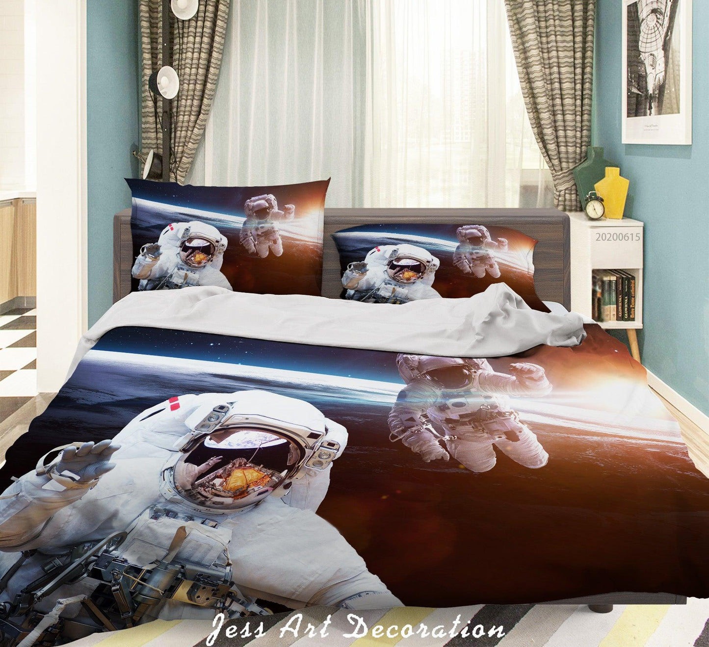 3D Astronaut Universe Space Quilt Cover Set Bedding Set Duvet Cover Pillowcases SF1