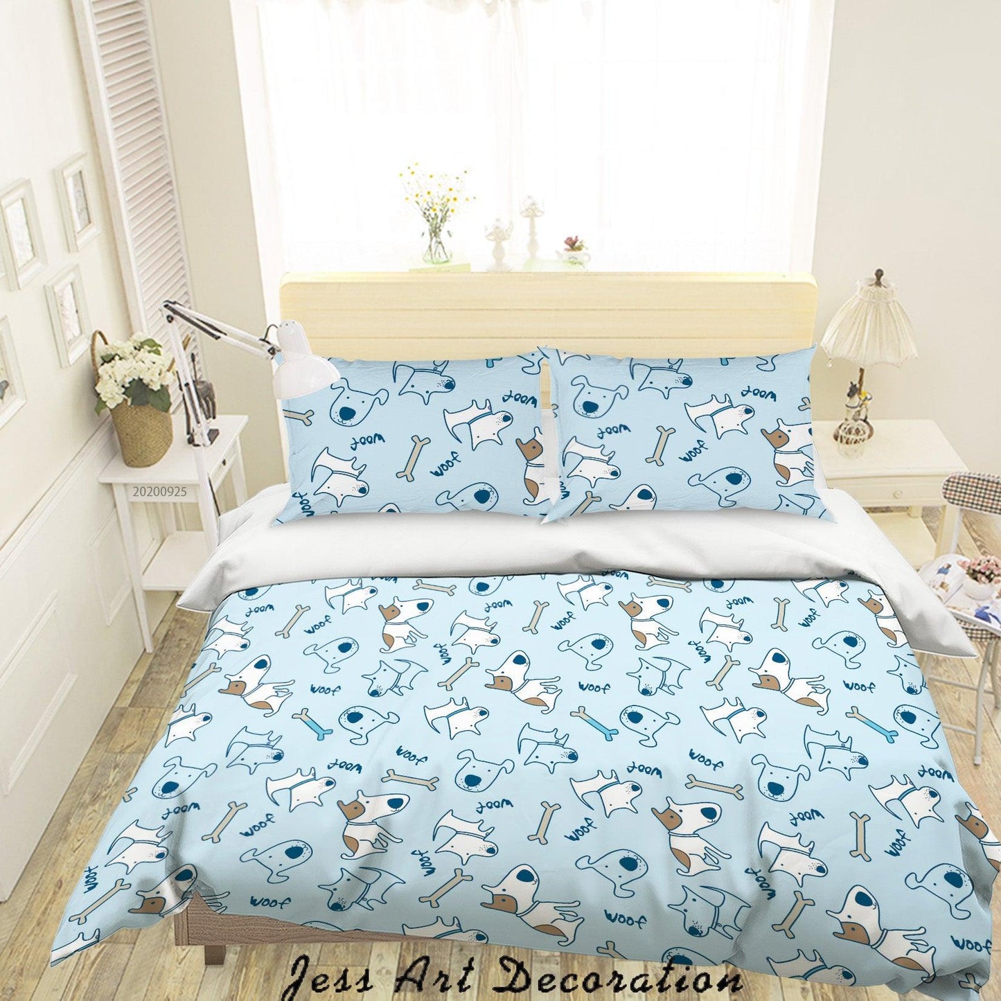 3D Cartoon Animal Dog Bone Pattern Quilt Cover Set Bedding Set Duvet Cover Pillowcases WJ 6480