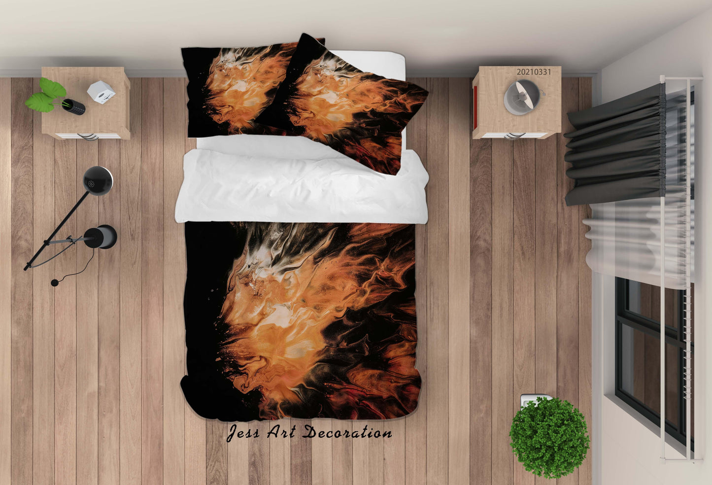 3D Abstract Orange Marble Texture Quilt Cover Set Bedding Set Duvet Cover Pillowcases 269