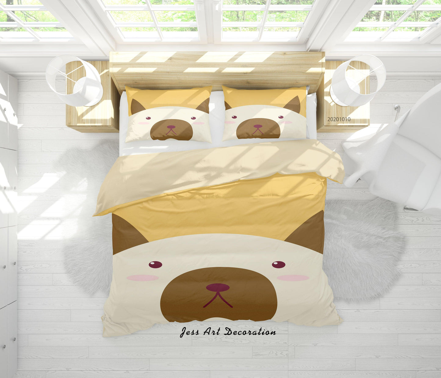 3D Cartoon Cute Animal Dog Quilt Cover Set Bedding Set Duvet Cover Pillowcases WJ 9542