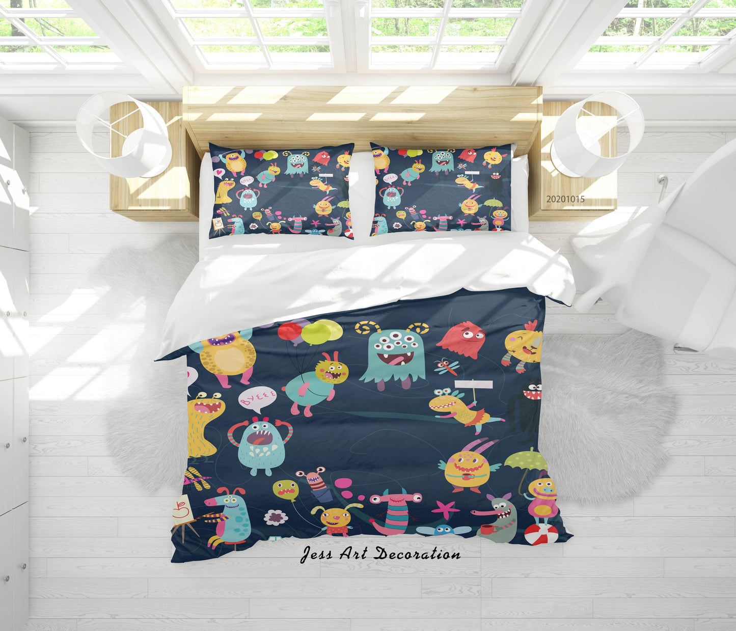 3D Cartoon Animal Monsters Pattern Quilt Cover Set Bedding Set Duvet Cover Pillowcases WJ 9673