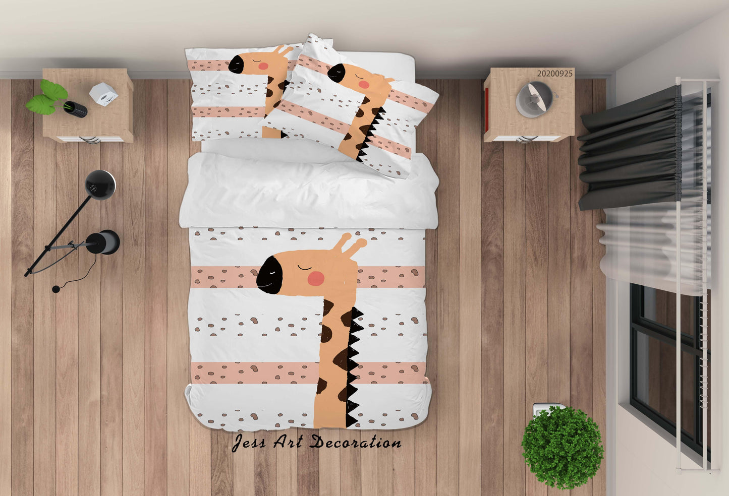 3D Cartoon Animal Giraffe Pattern Quilt Cover Set Bedding Set Duvet Cover Pillowcases WJ 6491
