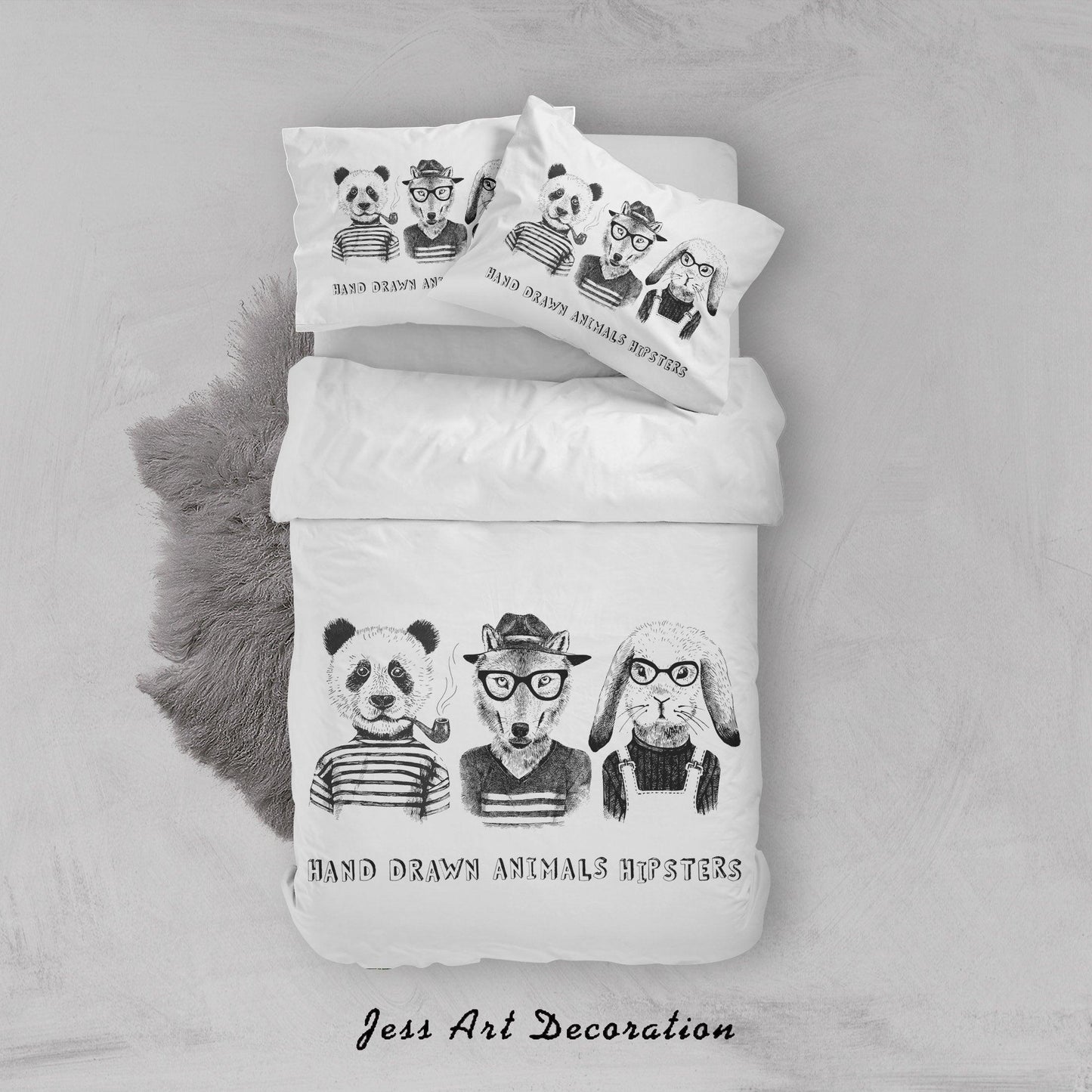 3D Cartoon Animal Panda Rabbit Quilt Cover Set Bedding Set Duvet Cover Pillowcases A026 LQH