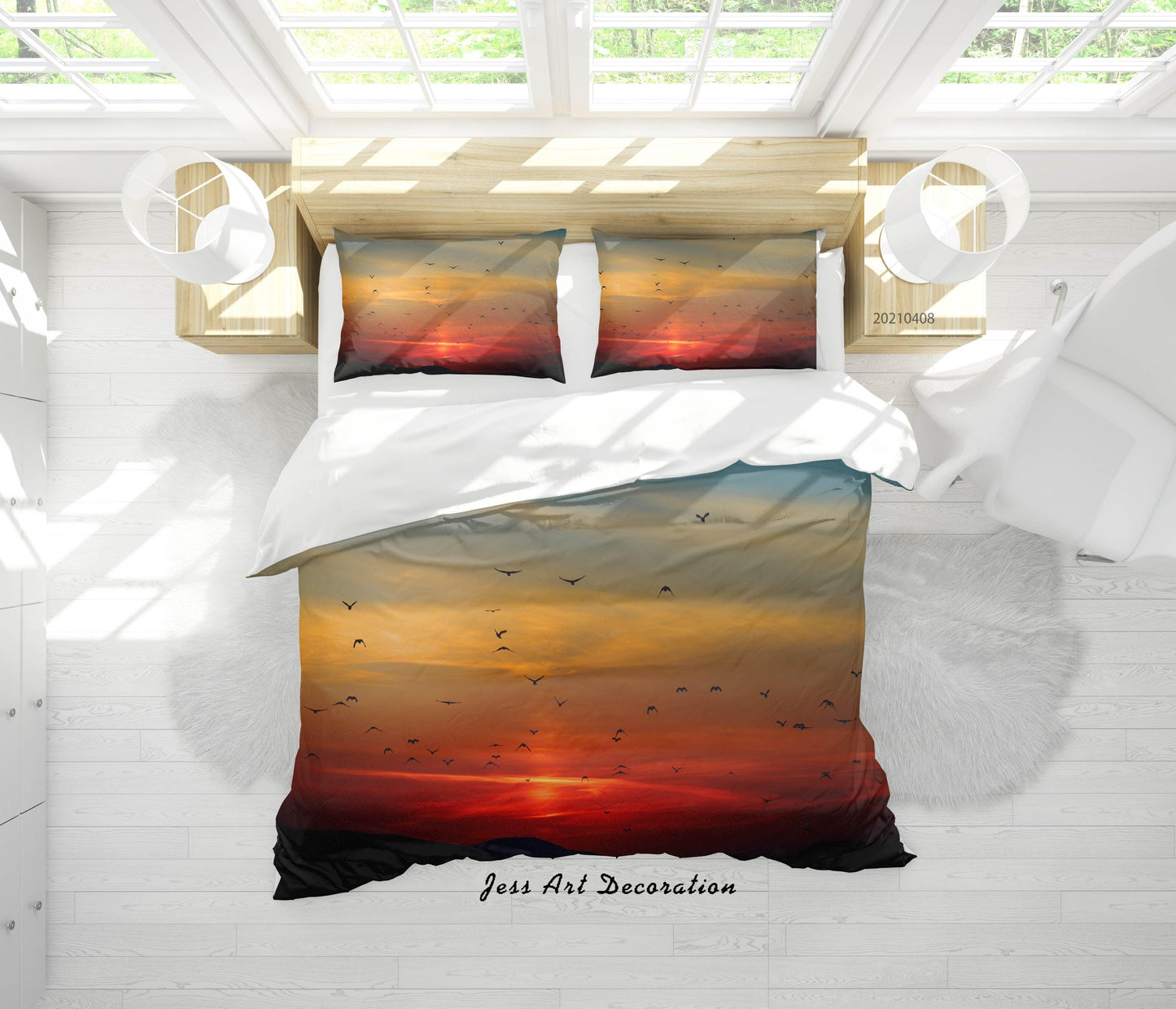 3D Birds Sunset Sky Quilt Cover Set Bedding Set Duvet Cover Pillowcases 237