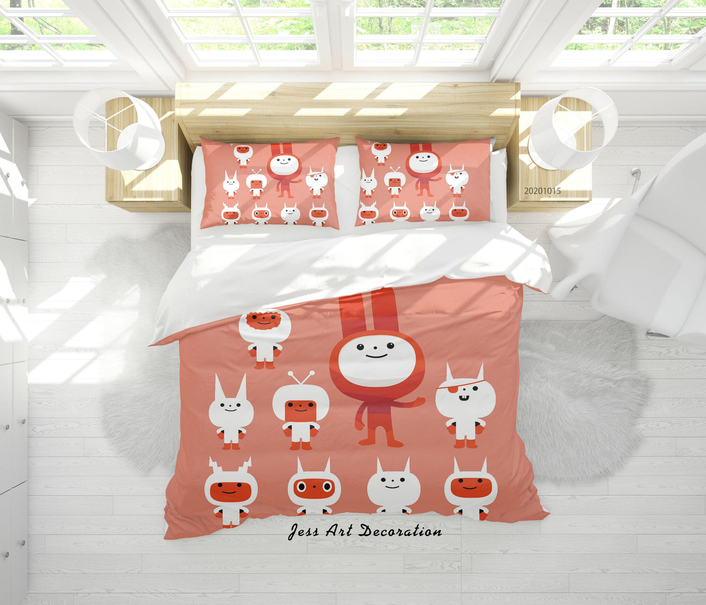3D Cartoon Animal Rabbits Pattern Quilt Cover Set Bedding Set Duvet Cover Pillowcases WJ 9671