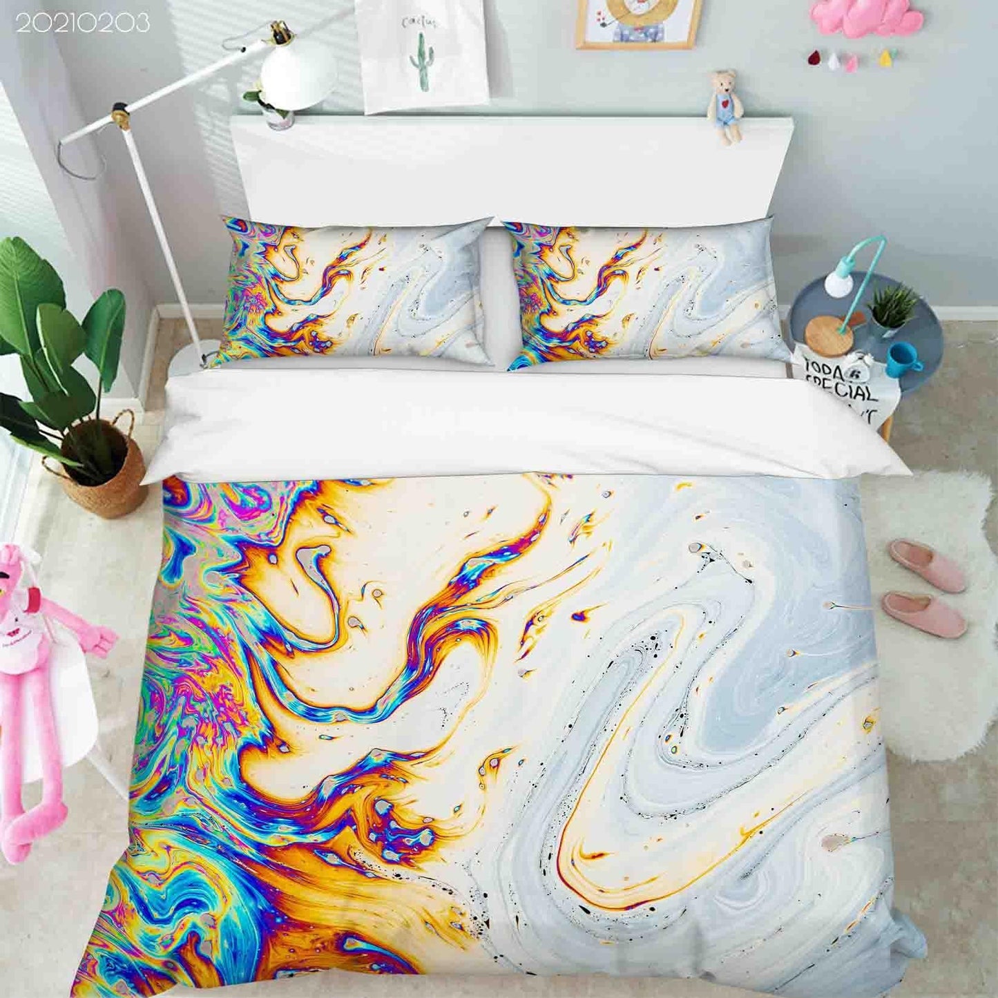 3D Abstract Color Marble Texture Quilt Cover Set Bedding Set Duvet Cover Pillowcases 13