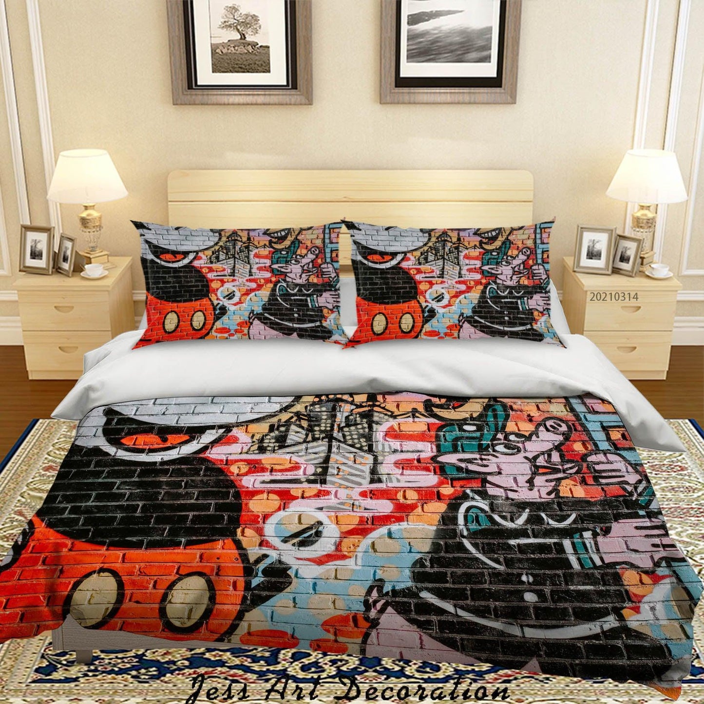 3D Abstract Street Graffiti Artist Works Quilt Cover Set Bedding Set Duvet Cover Pillowcases 113