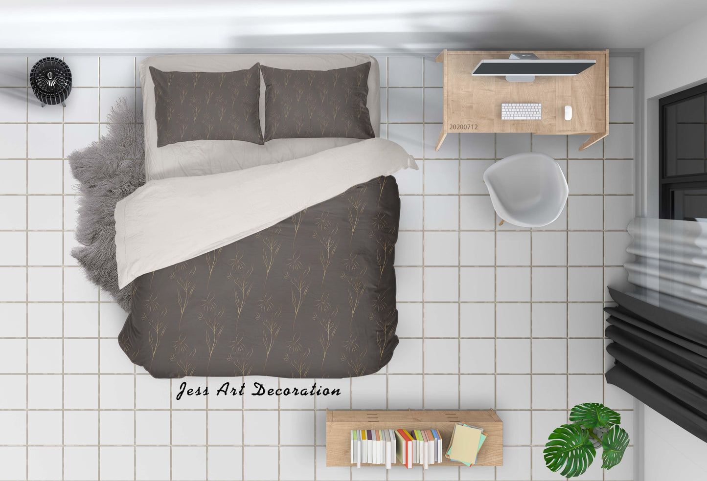 3D Abstract Vintage Gray Line Floral Pattern Quilt Cover Set Bedding Set Duvet Cover Pillowcases WJ 4104