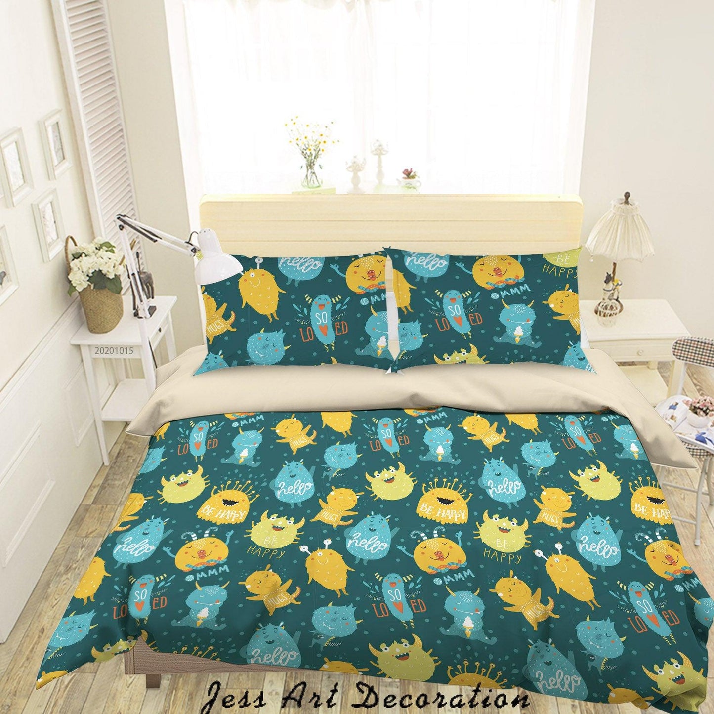 3D Cartoon Animal Monsters Pattern Quilt Cover Set Bedding Set Duvet Cover Pillowcases WJ 9615