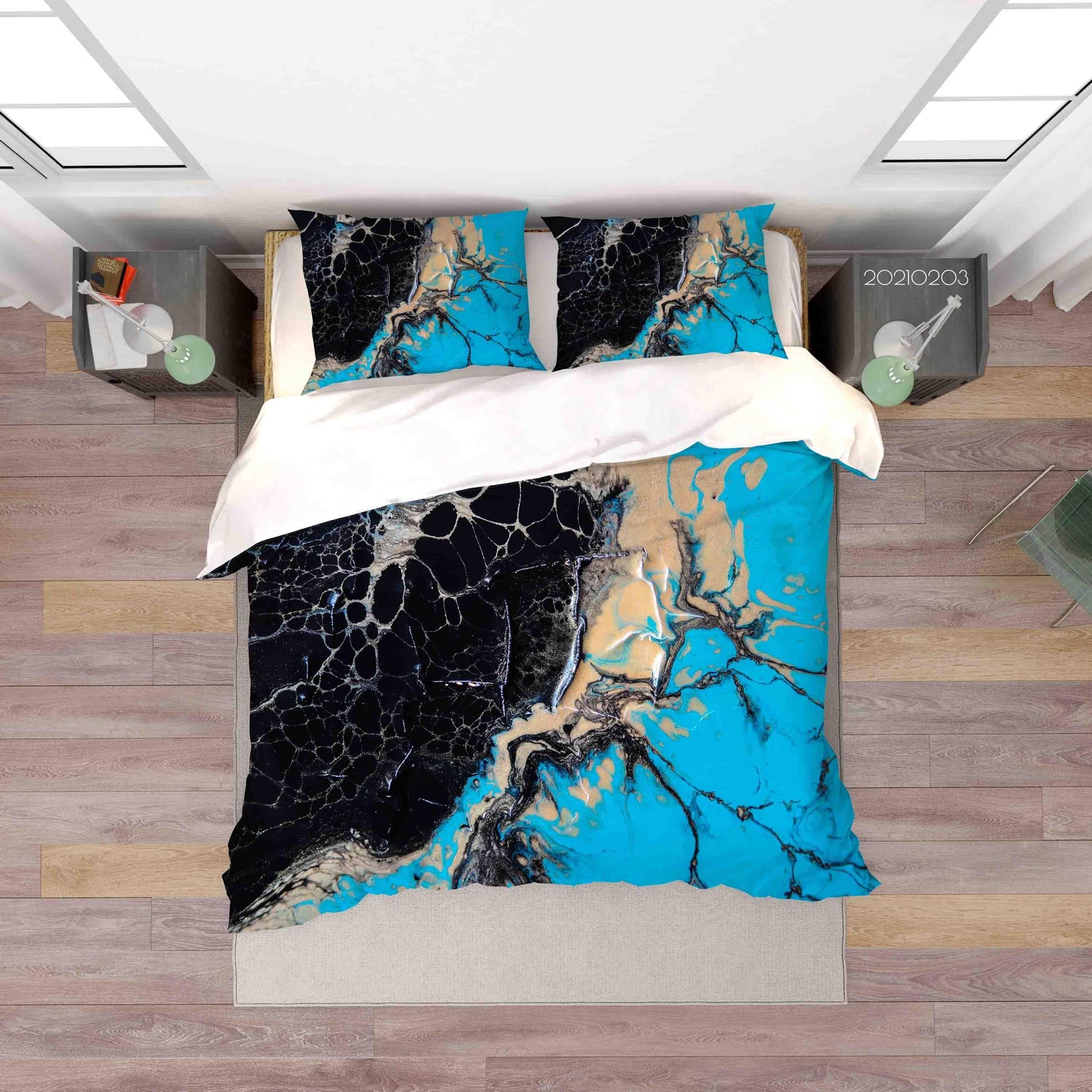 3D Abstract Black Blue Marble Texture Quilt Cover Set Bedding Set Duvet Cover Pillowcases 66