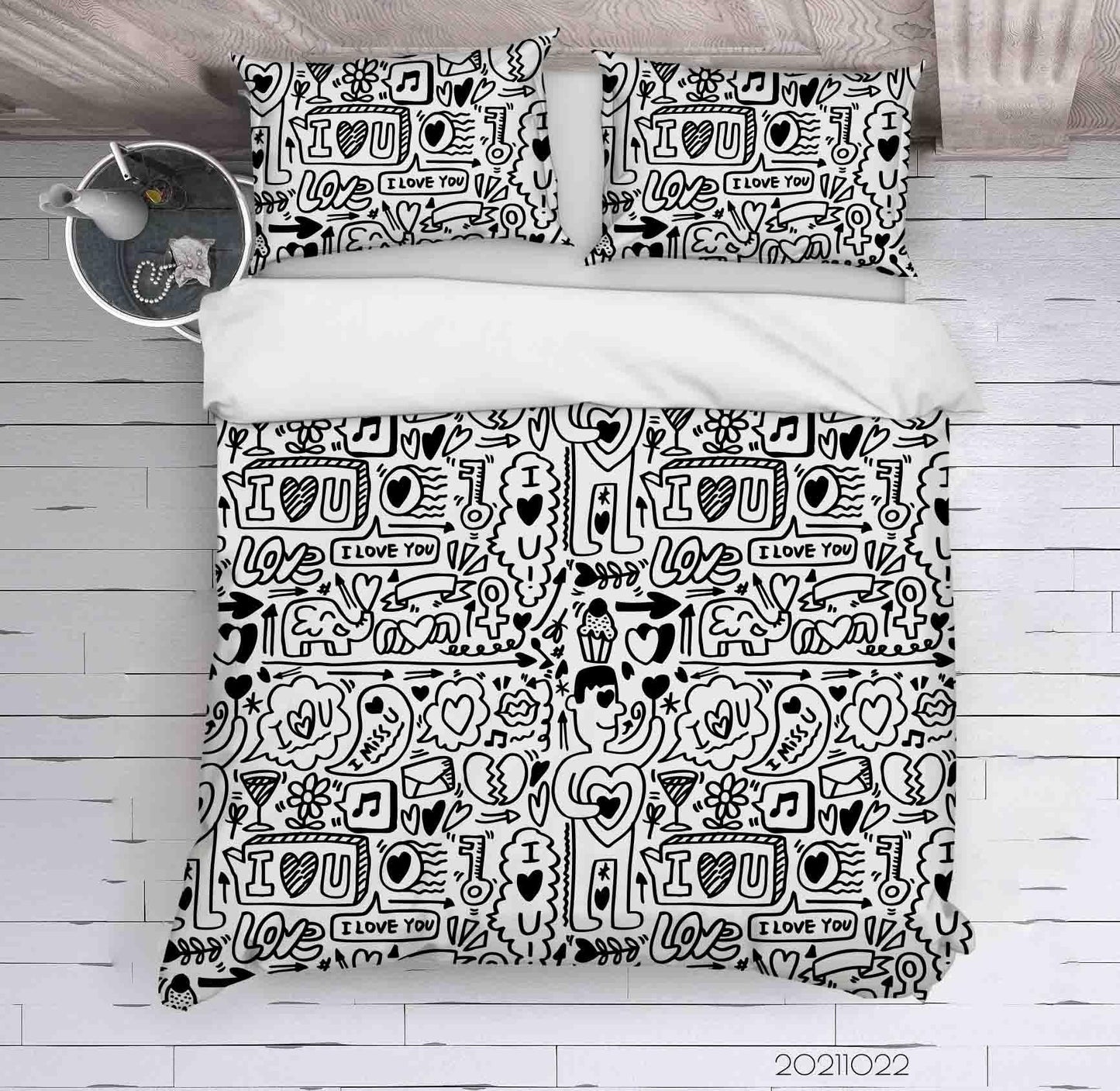 3D Cartoon Comic Illustration Doodle Quilt Cover Set Bedding Set Duvet Cover Pillowcases 63