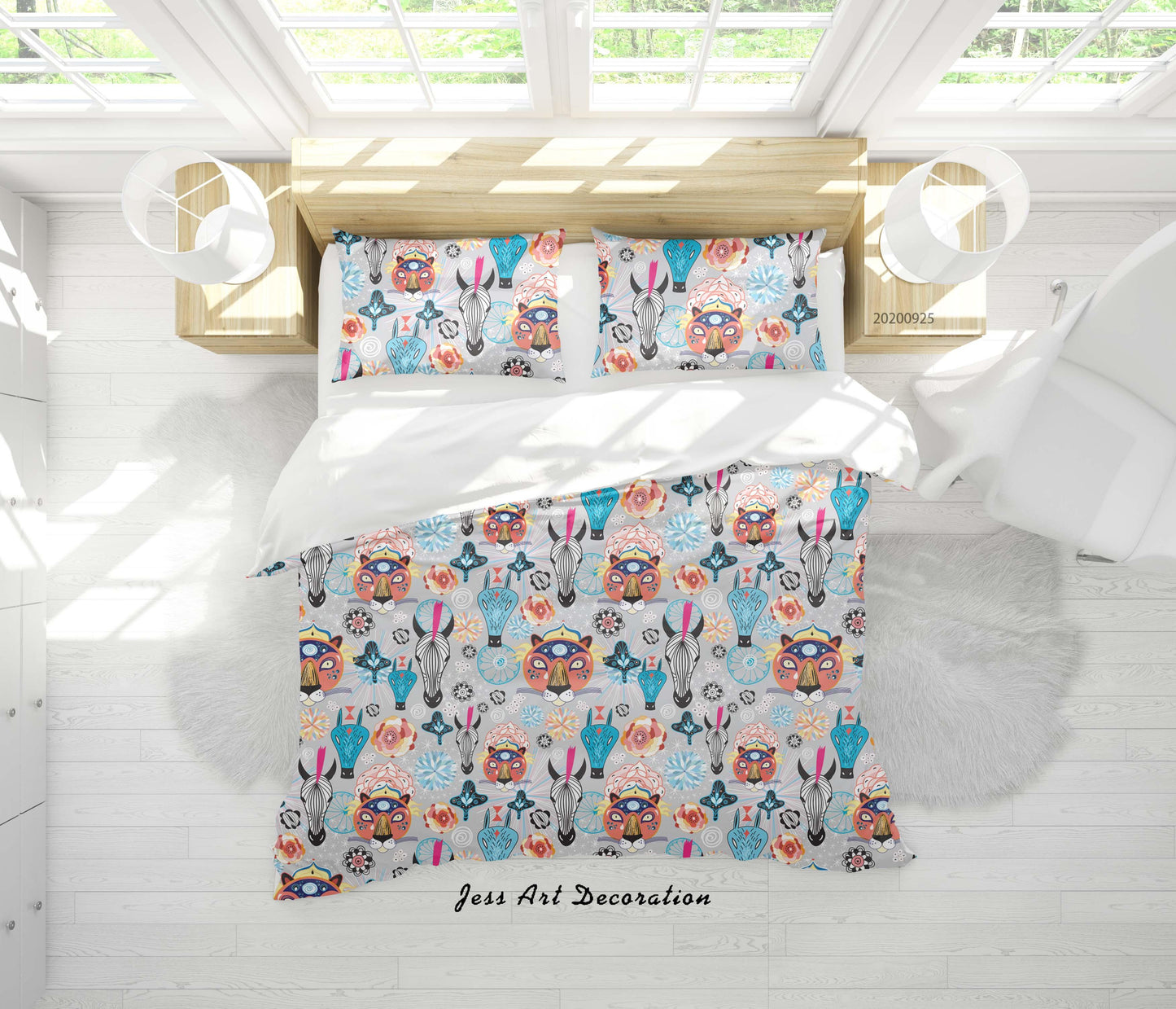 3D Cartoon Animal Tiger Pattern Quilt Cover Set Bedding Set Duvet Cover Pillowcases WJ 6471