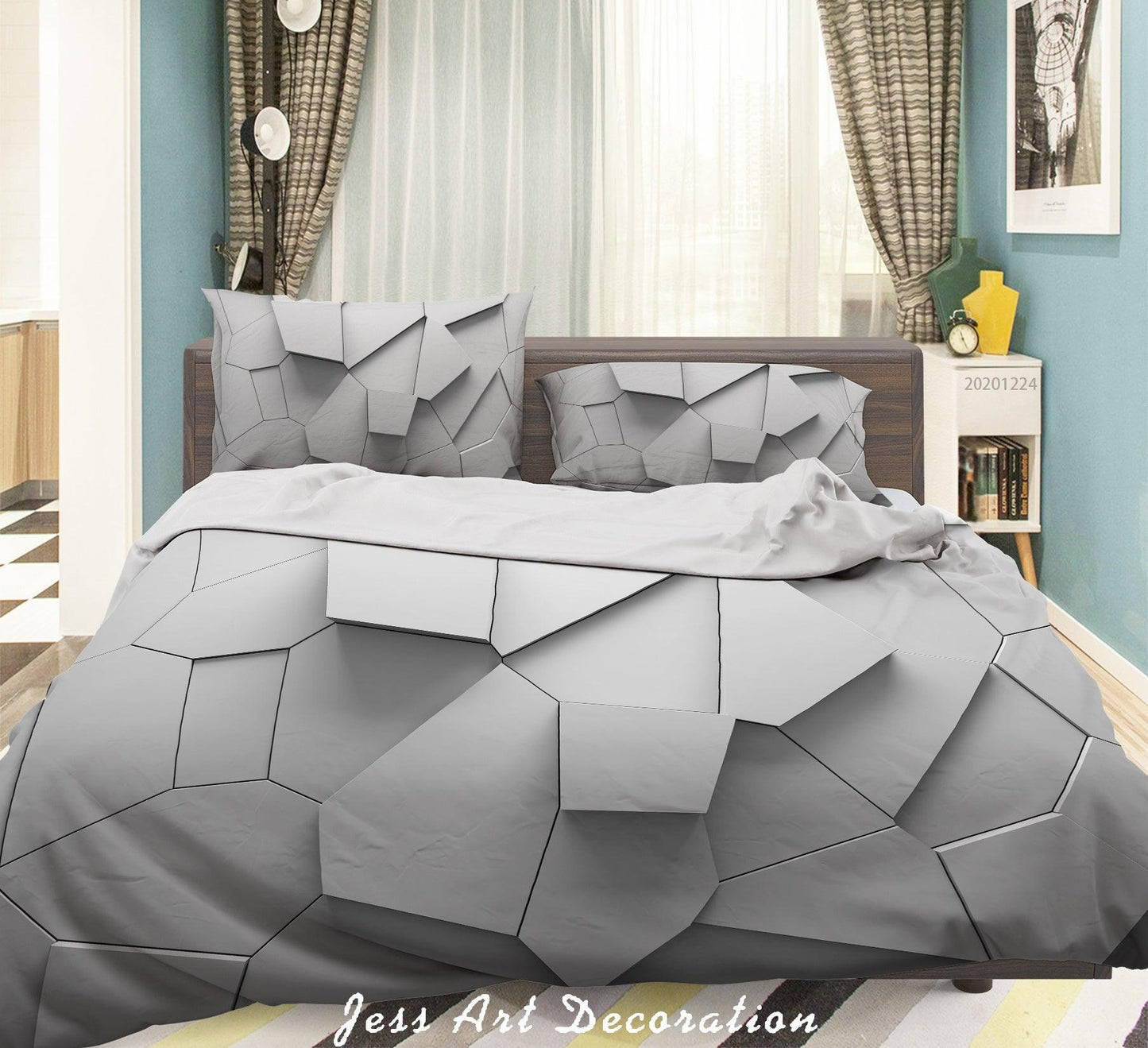 3D Abstract Geometric Pattern Quilt Cover Set Bedding Set Duvet Cover Pillowcases 4 LQH