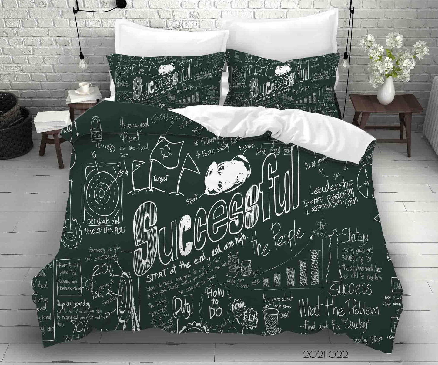 3D Abstract Success Illustration Graffiti Quilt Cover Set Bedding Set Duvet Cover Pillowcases 50