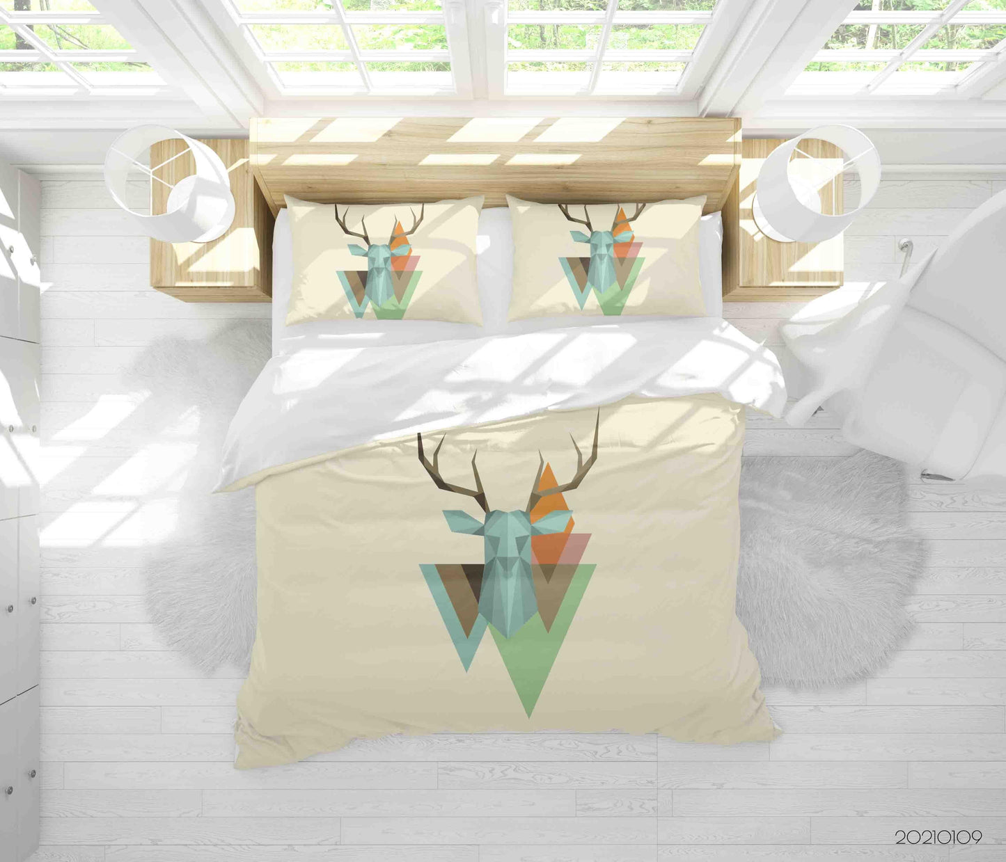 3D Cartoon Animal Elk Triangle Quilt Cover Set Bedding Set Duvet Cover Pillowcases 76 LQH