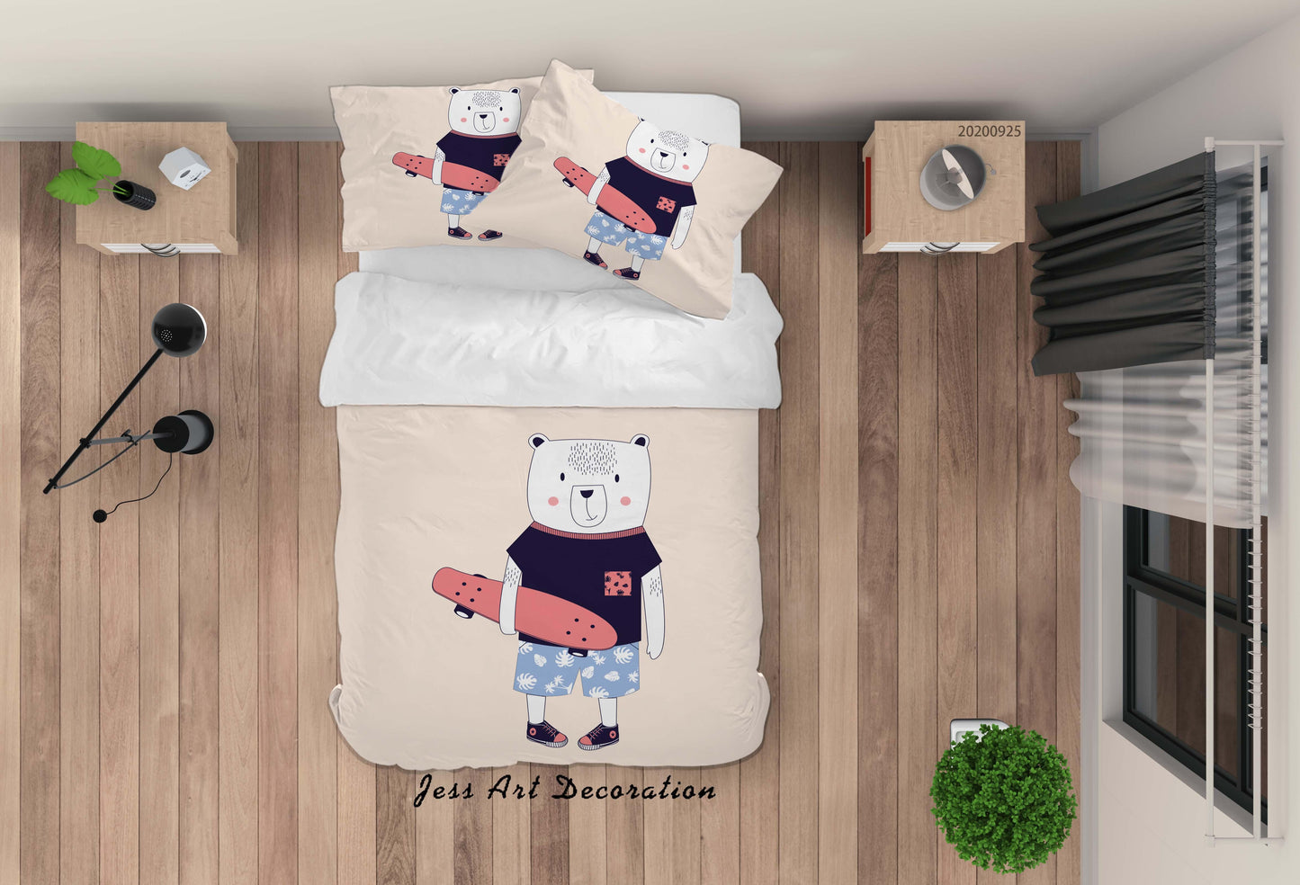 3D Cartoon Animal Bear Pattern Quilt Cover Set Bedding Set Duvet Cover Pillowcases WJ 6485