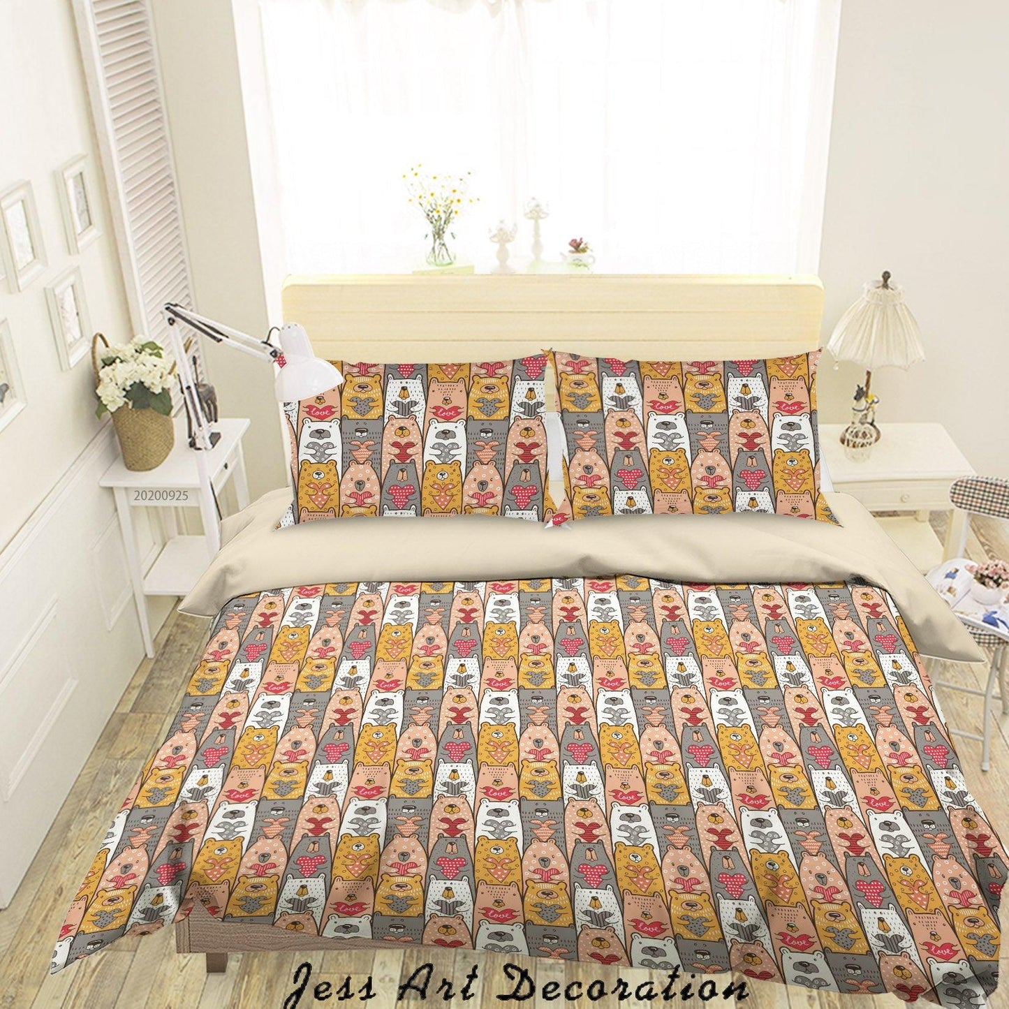 3D Cartoon Animal Bear Pattern Quilt Cover Set Bedding Set Duvet Cover Pillowcases WJ 6421