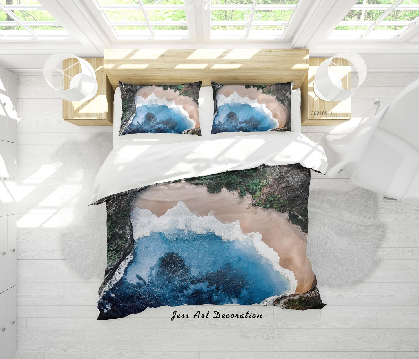 3D Blue Beach Landscape Quilt Cover Set Bedding Set Duvet Cover Pillowcases 560