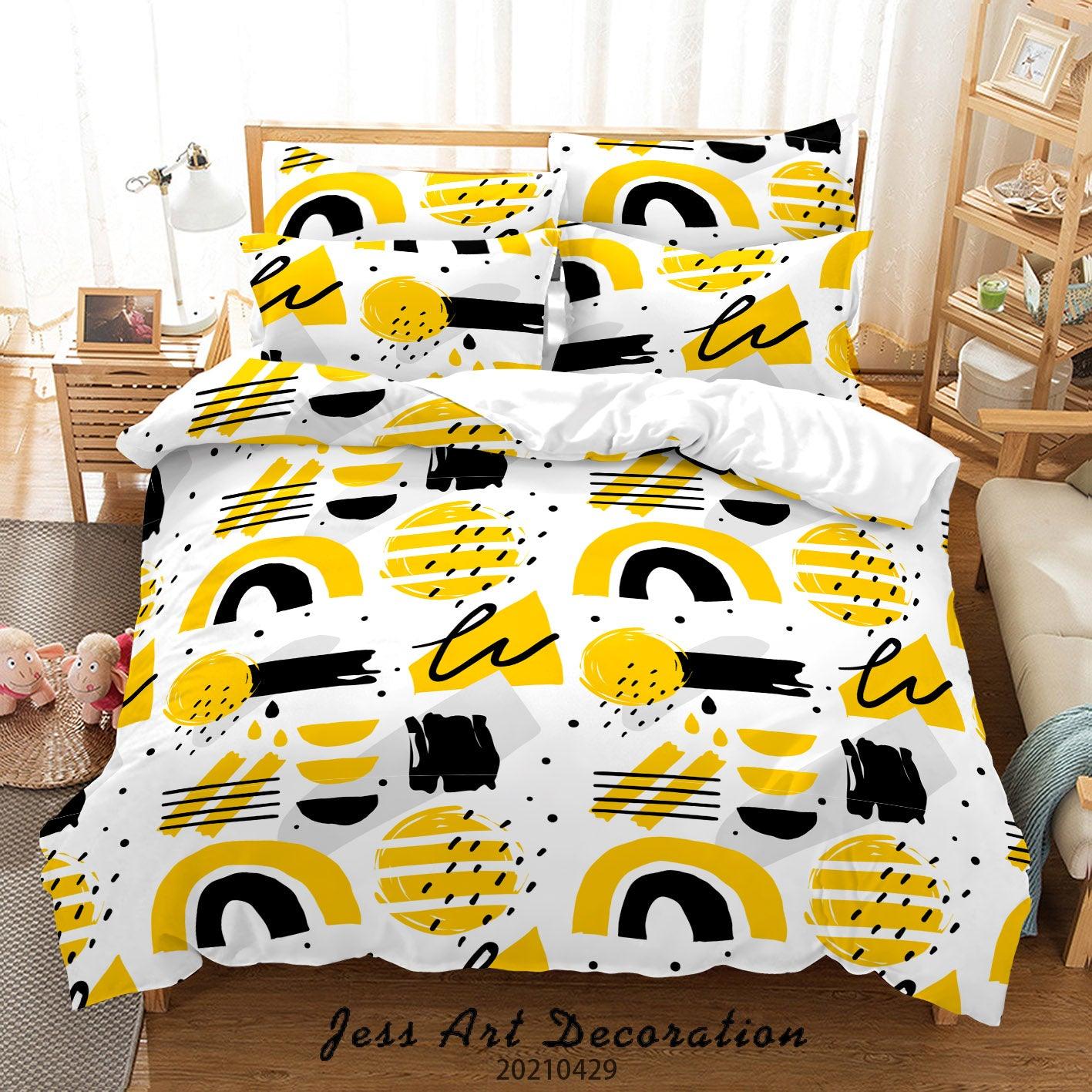 3D Abstract Yellow Geometric Quilt Cover Set Bedding Set Duvet Cover Pillowcases 4