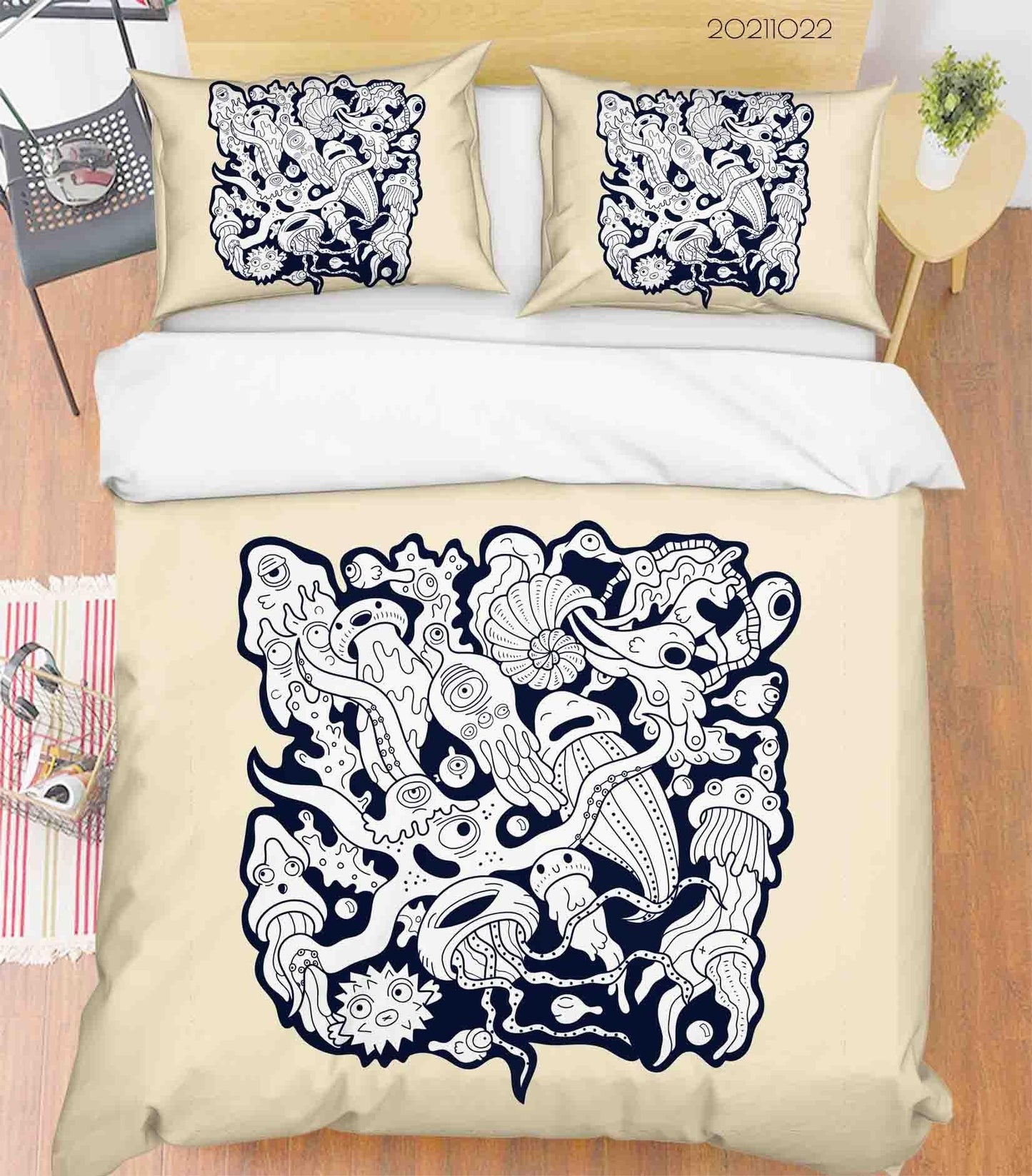 3D Animal Octopus Squid Graffiti Quilt Cover Set Bedding Set Duvet Cover Pillowcases 85