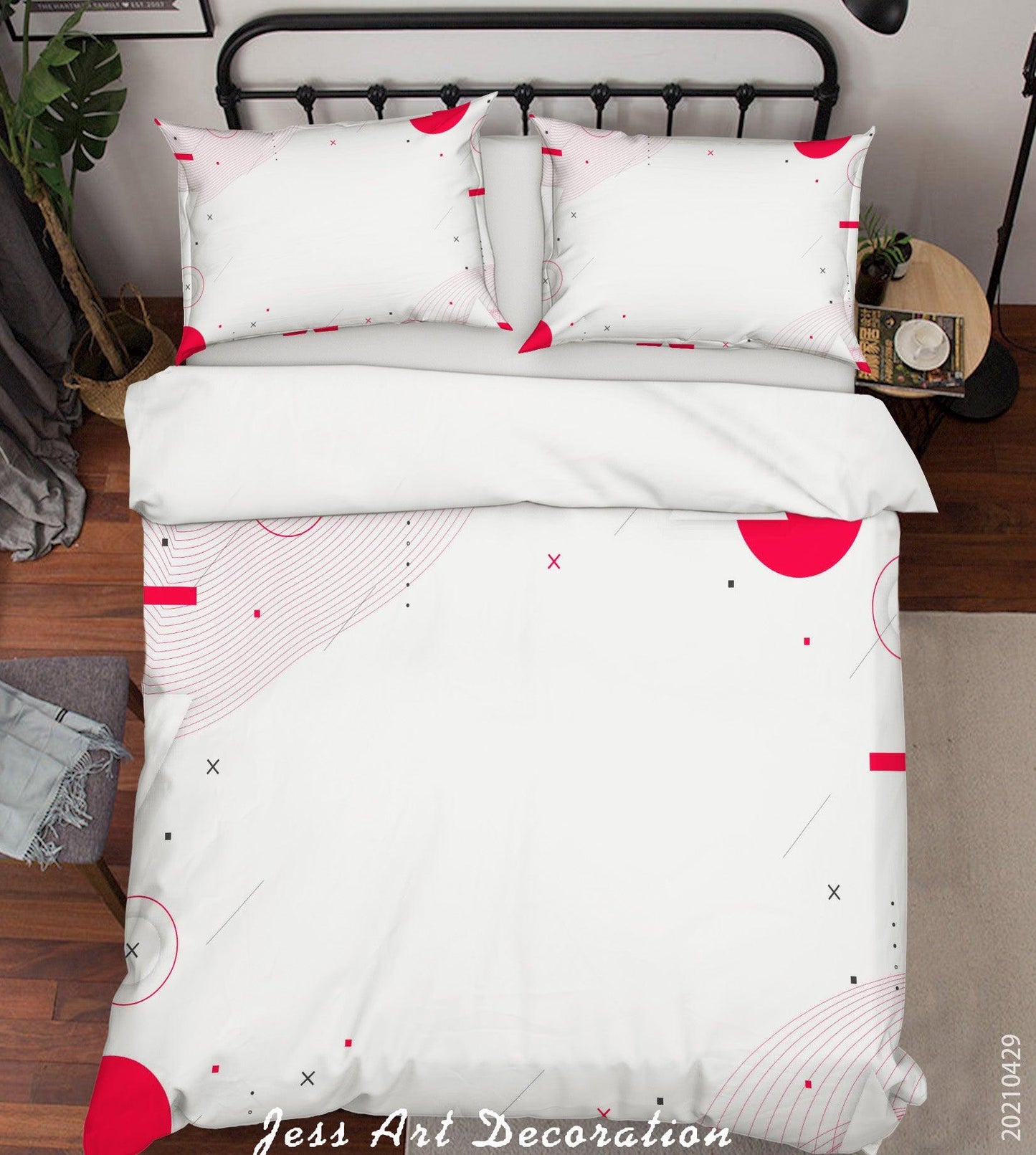3D Abstract Red Geometry Quilt Cover Set Bedding Set Duvet Cover Pillowcases 241