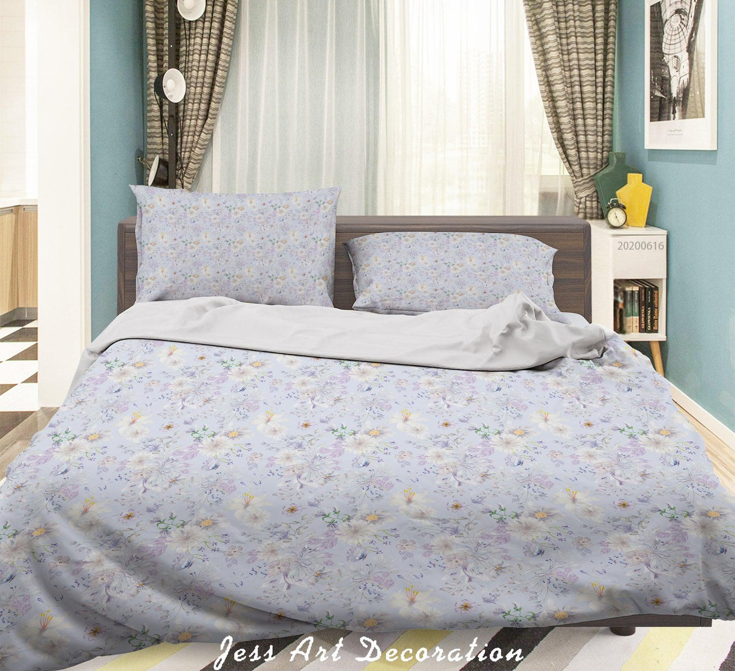 3D Blue Flower Quilt Cover Set Bedding Set Duvet Cover Pillowcases SF25