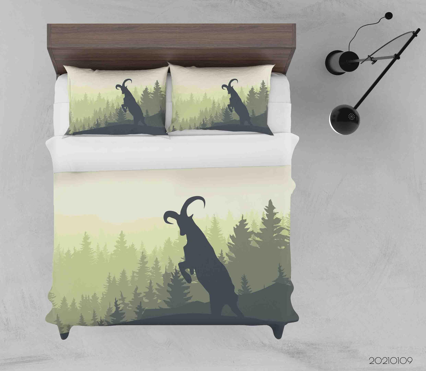 3D Cartoon Green Forest Animal Antelope Quilt Cover Set Bedding Set Duvet Cover Pillowcases 57 LQH