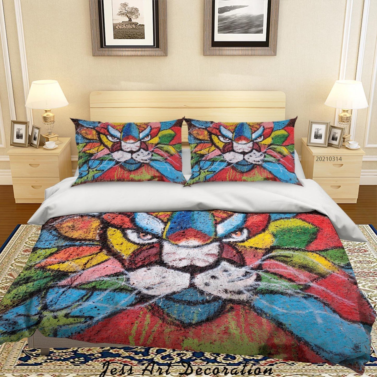 3D Abstract Colored Street Graffiti Lion Quilt Cover Set Bedding Set Duvet Cover Pillowcases 192