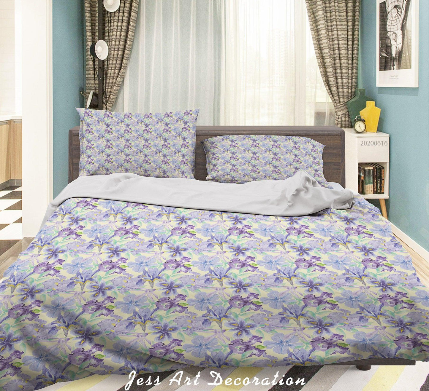 3D Blue Purple Floral Quilt Cover Set Bedding Set Duvet Cover Pillowcases SF30