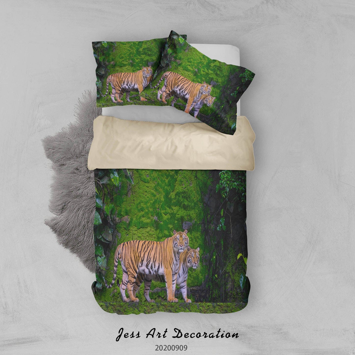 3D Animal Tiger Forest Quilt Cover Set Bedding Set Duvet Cover Pillowcases WJ 6009
