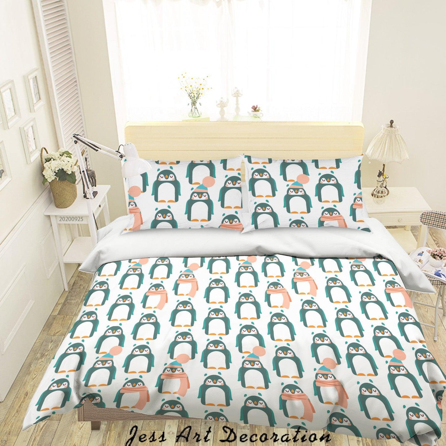 3D Cartoon Animal Penguin Pattern Quilt Cover Set Bedding Set Duvet Cover Pillowcases WJ 6411