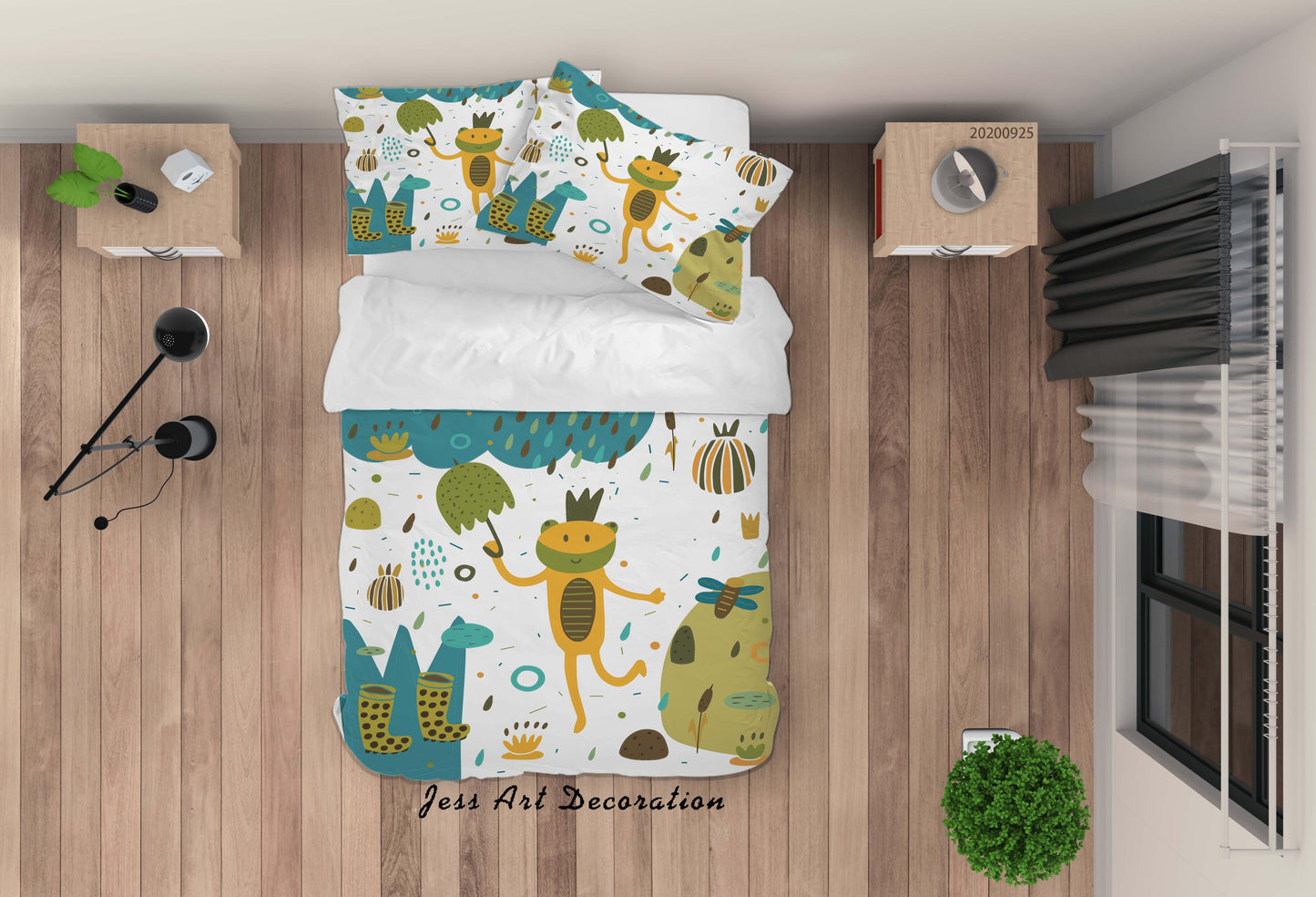 3D Cartoon Animal Bear Umbrella Pattern Quilt Cover Set Bedding Set Duvet Cover Pillowcases WJ 6465