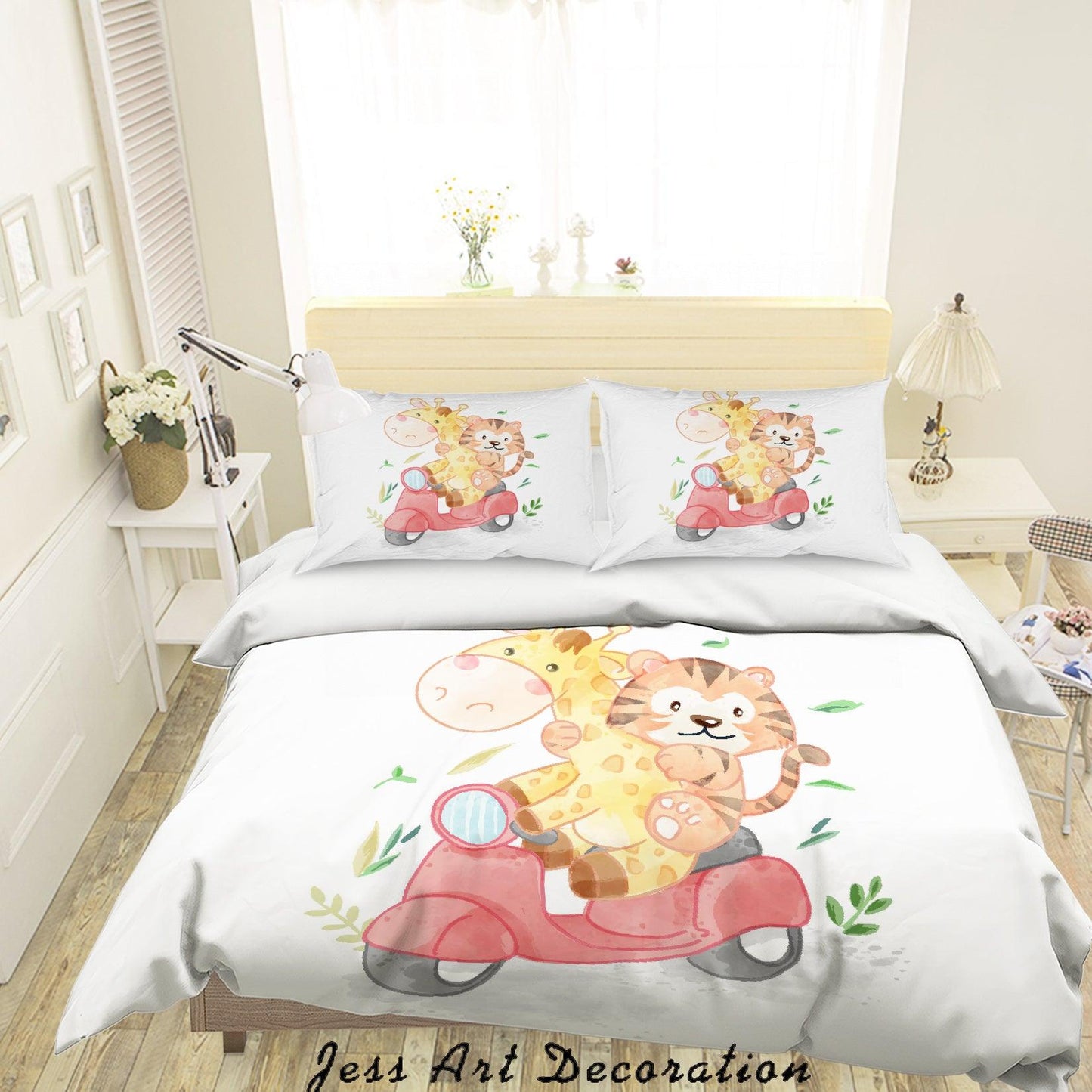 3D Cartoon Giraffe Tiger Quilt Cover Set Bedding Set Duvet Cover Pillowcases SF46