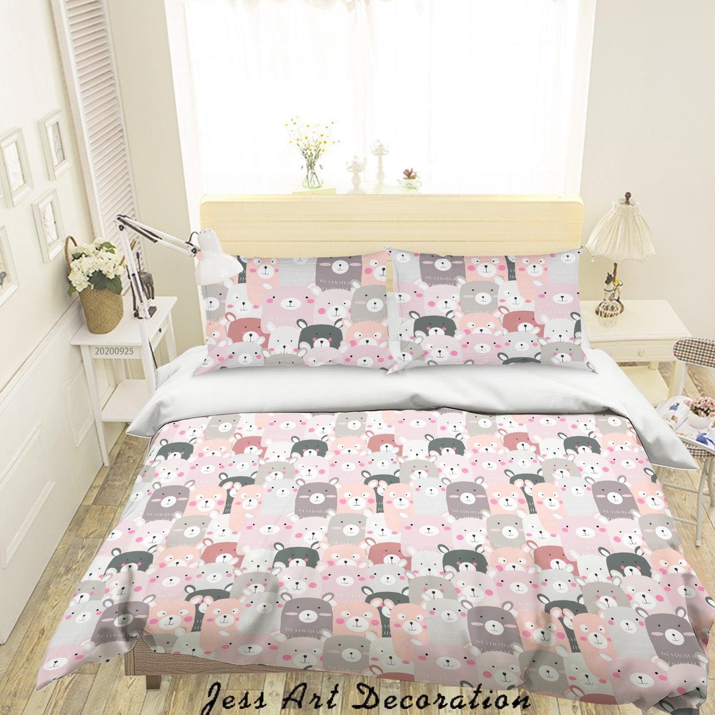 3D Cartoon Animal Bear Pattern Quilt Cover Set Bedding Set Duvet Cover Pillowcases WJ 6409