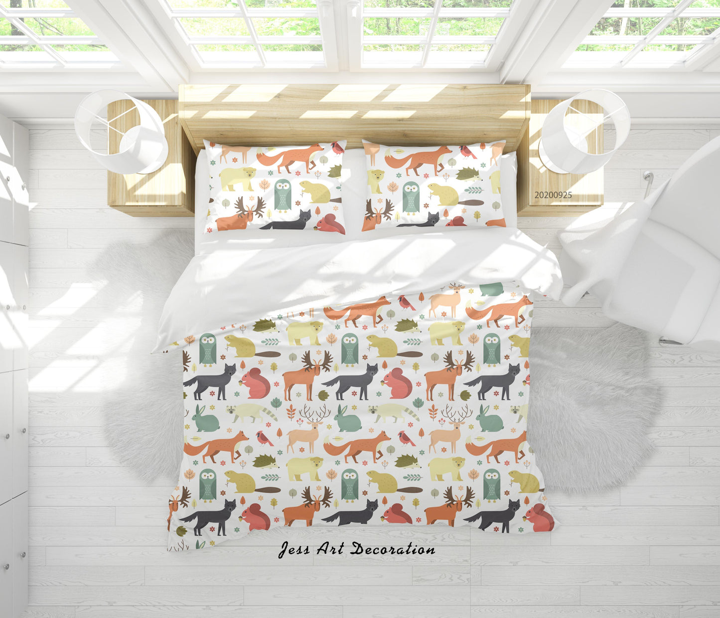 3D Cartoon Animal Deer Fox Wolf Pattern Quilt Cover Set Bedding Set Duvet Cover Pillowcases WJ 6505