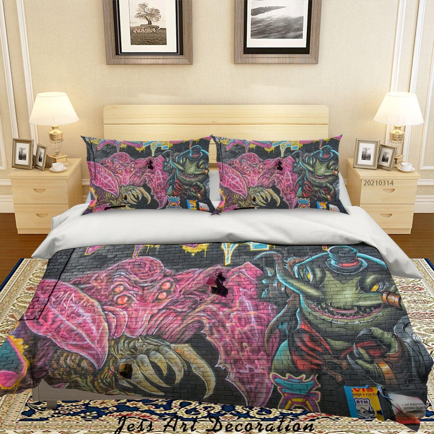 3D Abstract Colored Graffiti Monster Quilt Cover Set Bedding Set Duvet Cover Pillowcases 180