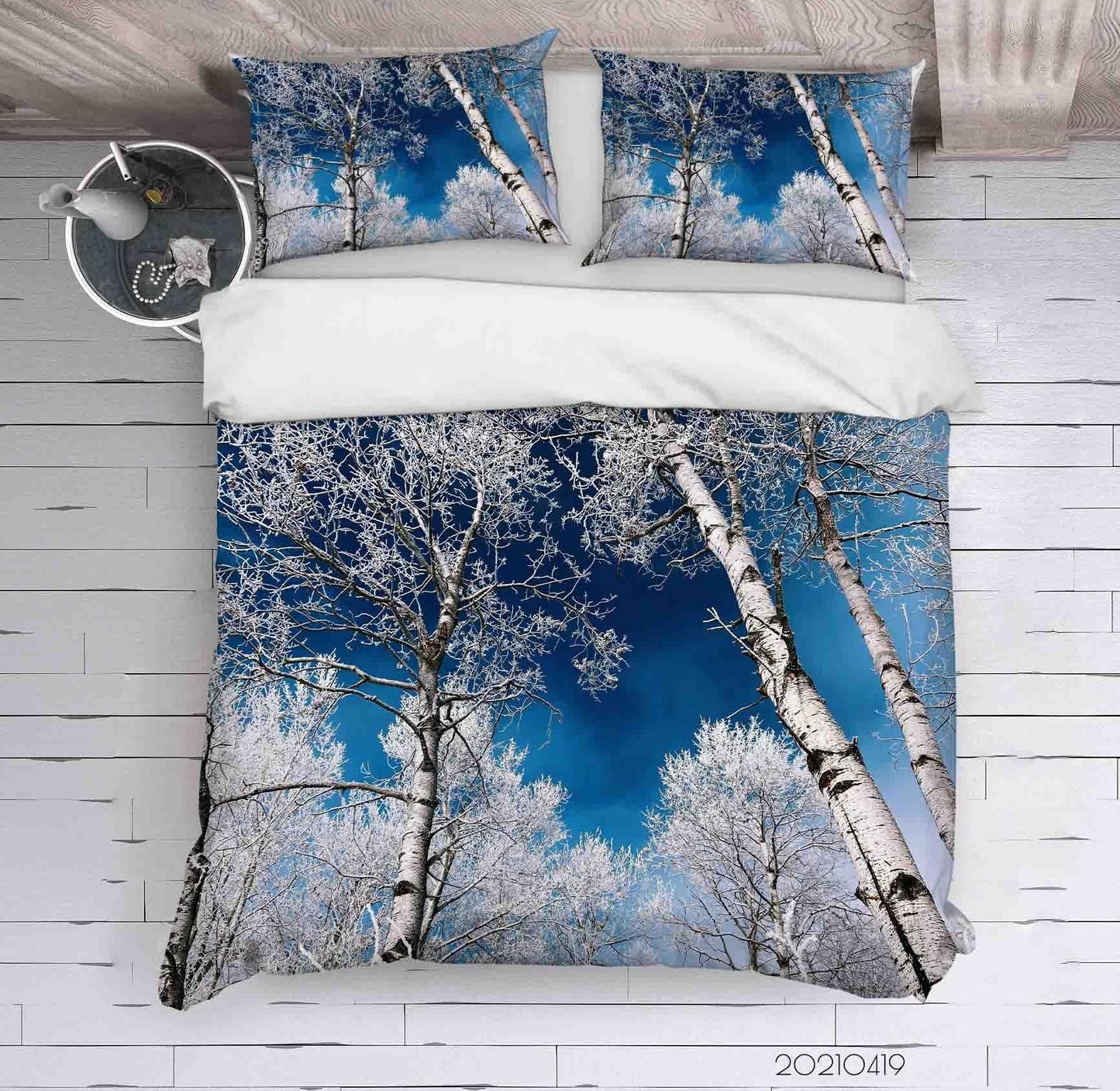 3D Blue Sky Birch Forest Quilt Cover Set Bedding Set Duvet Cover Pillowcases 148