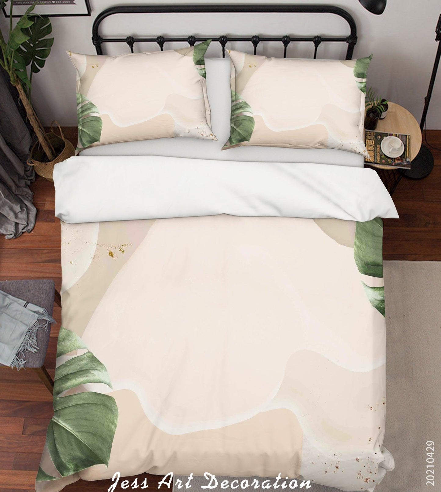3D Abstract Green Leaf Quilt Cover Set Bedding Set Duvet Cover Pillowcases 34