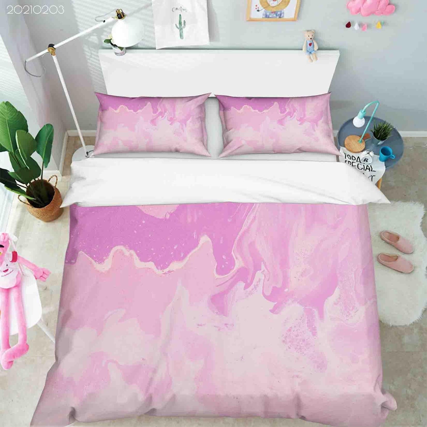 3D Abstract Pink Marble Texture Quilt Cover Set Bedding Set Duvet Cover Pillowcases 74