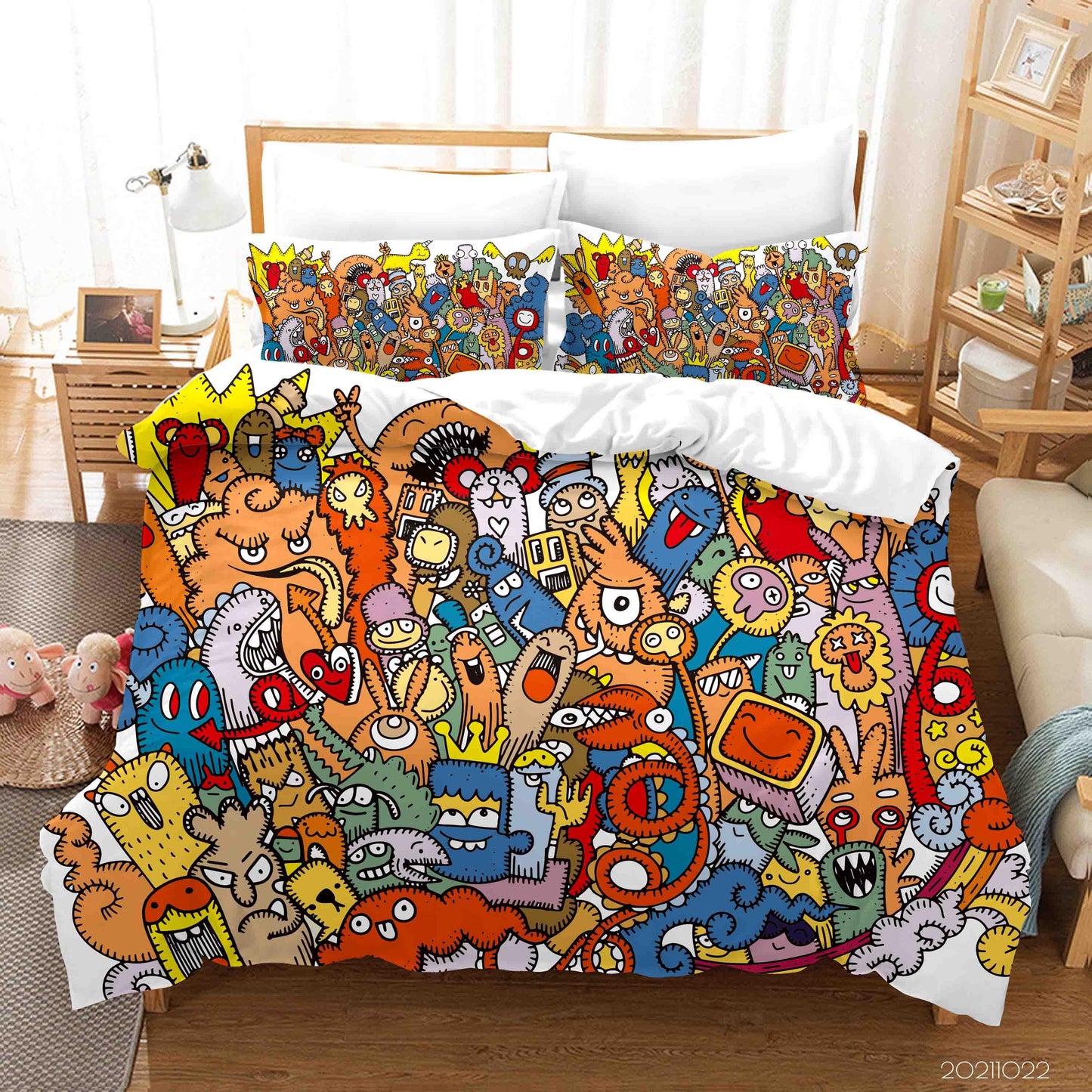 3D Abstract Color Monster Graffiti Quilt Cover Set Bedding Set Duvet Cover Pillowcases 23