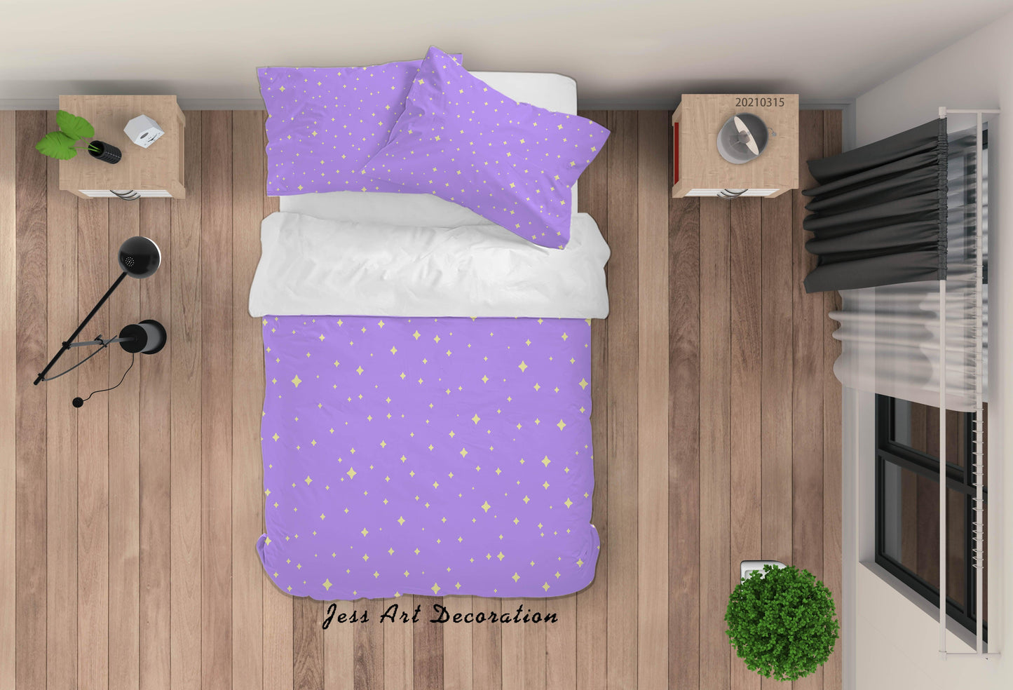 3D Cartoon Purple Star Quilt Cover Set Bedding Set Duvet Cover Pillowcases 121