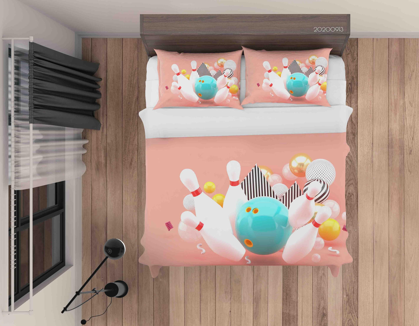 3D Blue Bowling Colorful Balls Quilt Cover Set Bedding Set Duvet Cover Pillowcases WJ 1813