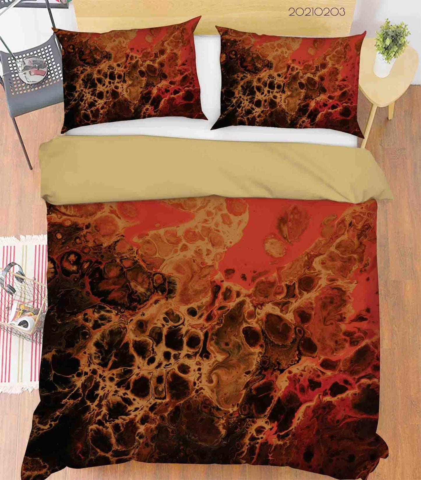 3D Abstract Orange Marble Texture Quilt Cover Set Bedding Set Duvet Cover Pillowcases 57