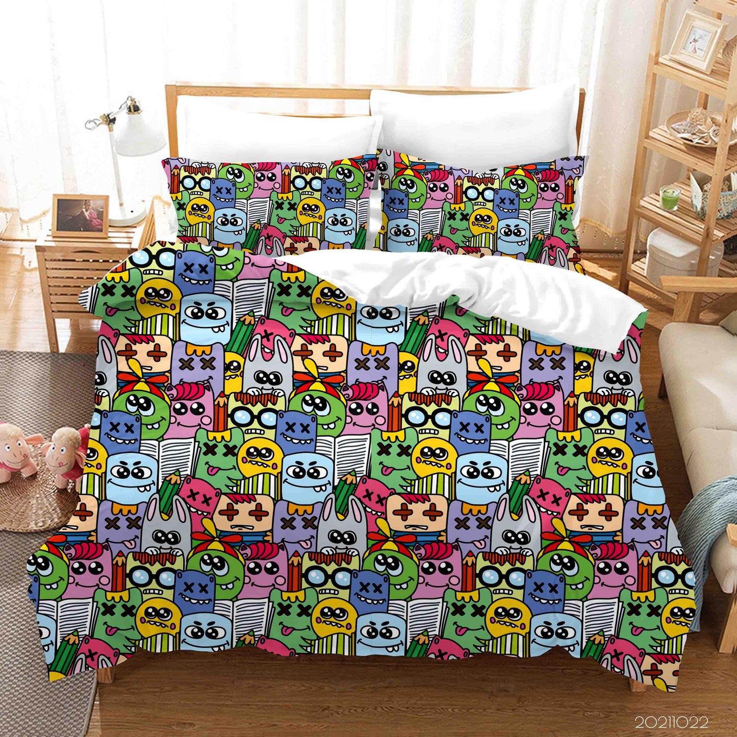 3D Abstract Color Monster Graffiti Quilt Cover Set Bedding Set Duvet Cover Pillowcases 10