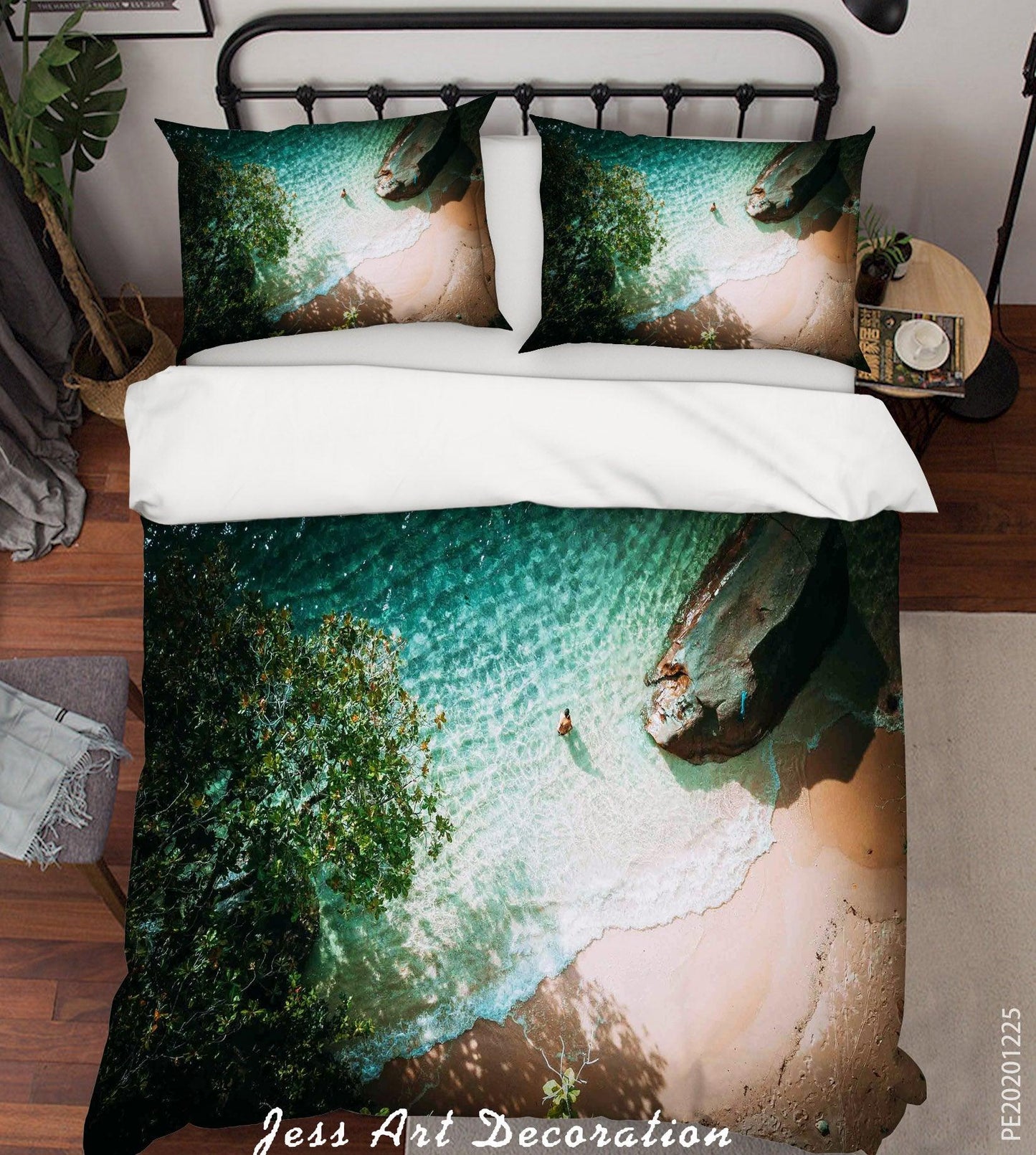 3D Beach Boat Nature Landscape Quilt Cover Set Bedding Set Duvet Cover Pillowcases 40
