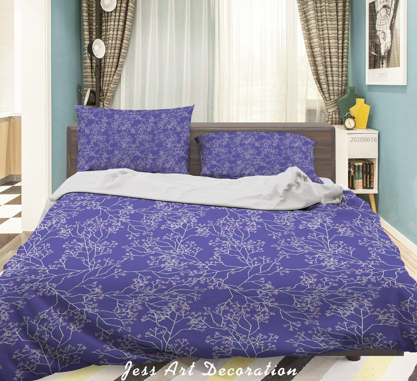 3D Blue Branch Floral Quilt Cover Set Bedding Set Duvet Cover Pillowcases SF33